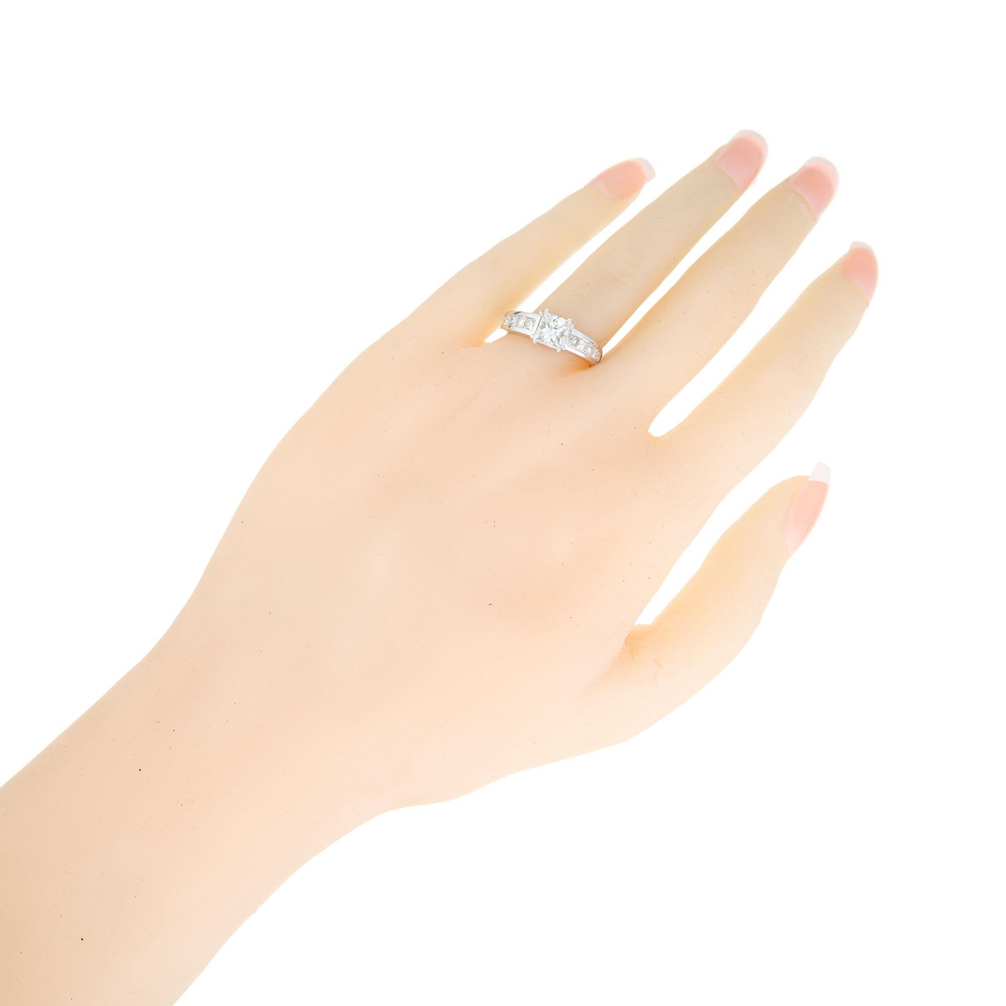 Peter Suchy GIA 1.00 Carat Princess Cut Diamond Platinum Engagement Ring For Sale 4