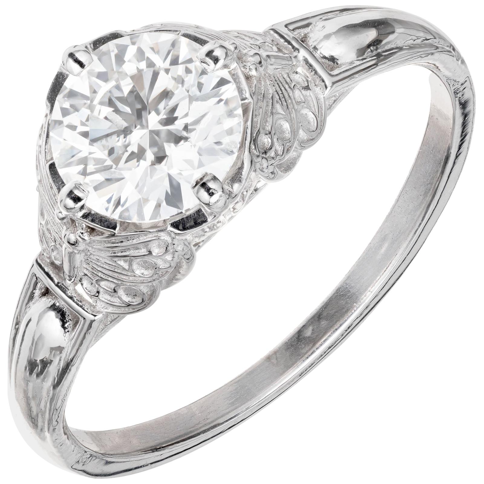 Peter Suchy GIA Certified 1.00 Carat Diamond Platinum Engagement Ring For Sale