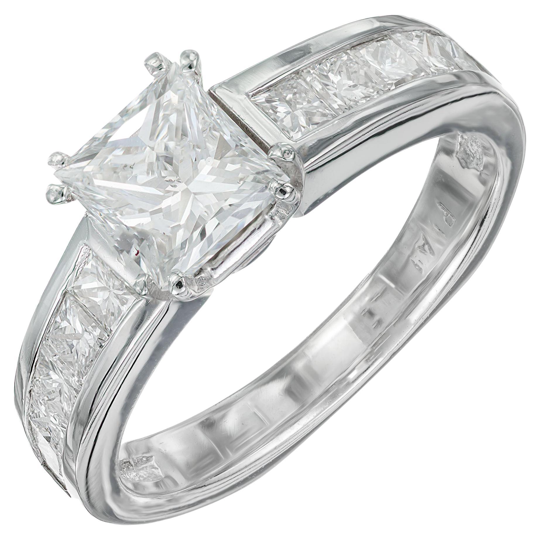 Peter Suchy Bague de fiançailles en platine avec diamant taille princesse de 1,00 carat certifié GIA