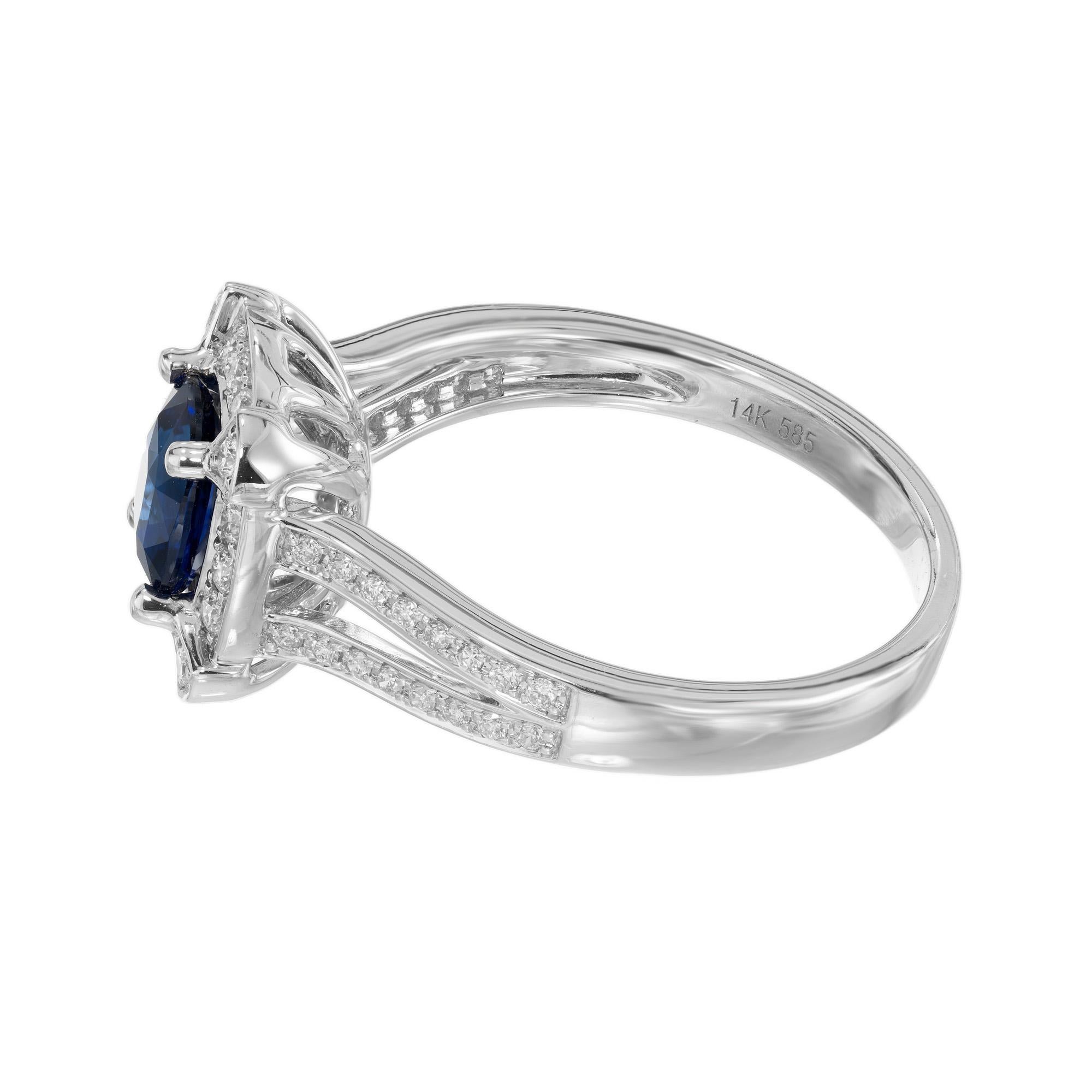 Peter Suchy, bague de fiançailles en or avec saphir bleu certifié GIA de 1,01 carat et diamants  Pour femmes en vente