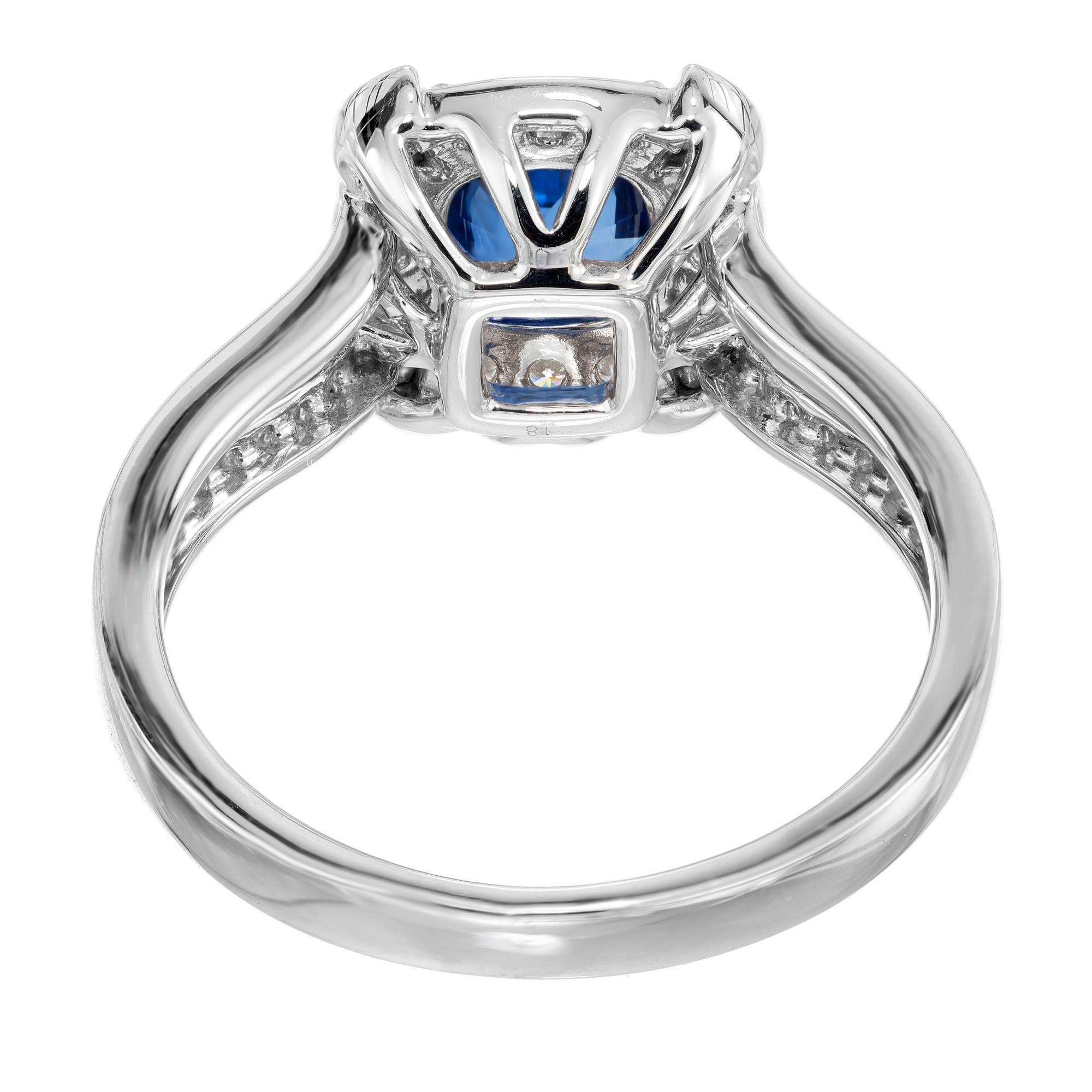 Peter Suchy, bague de fiançailles en or avec saphir bleu certifié GIA de 1,01 carat et diamants  en vente 1