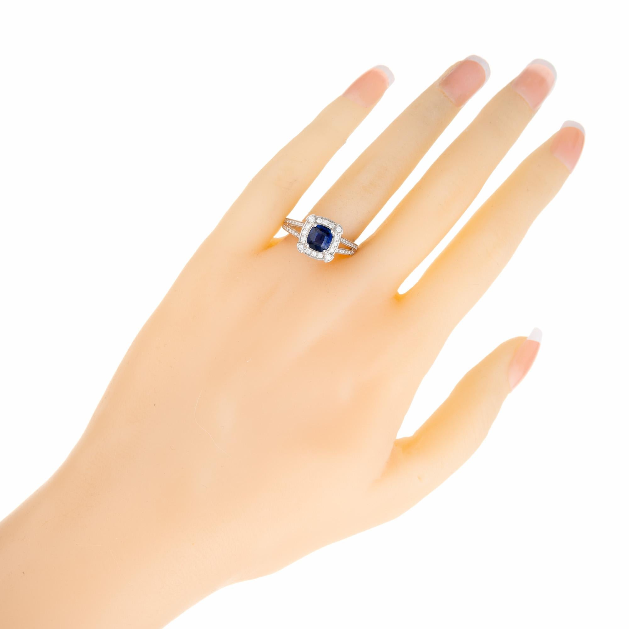 Peter Suchy, bague de fiançailles en or avec saphir bleu certifié GIA de 1,01 carat et diamants  en vente 4