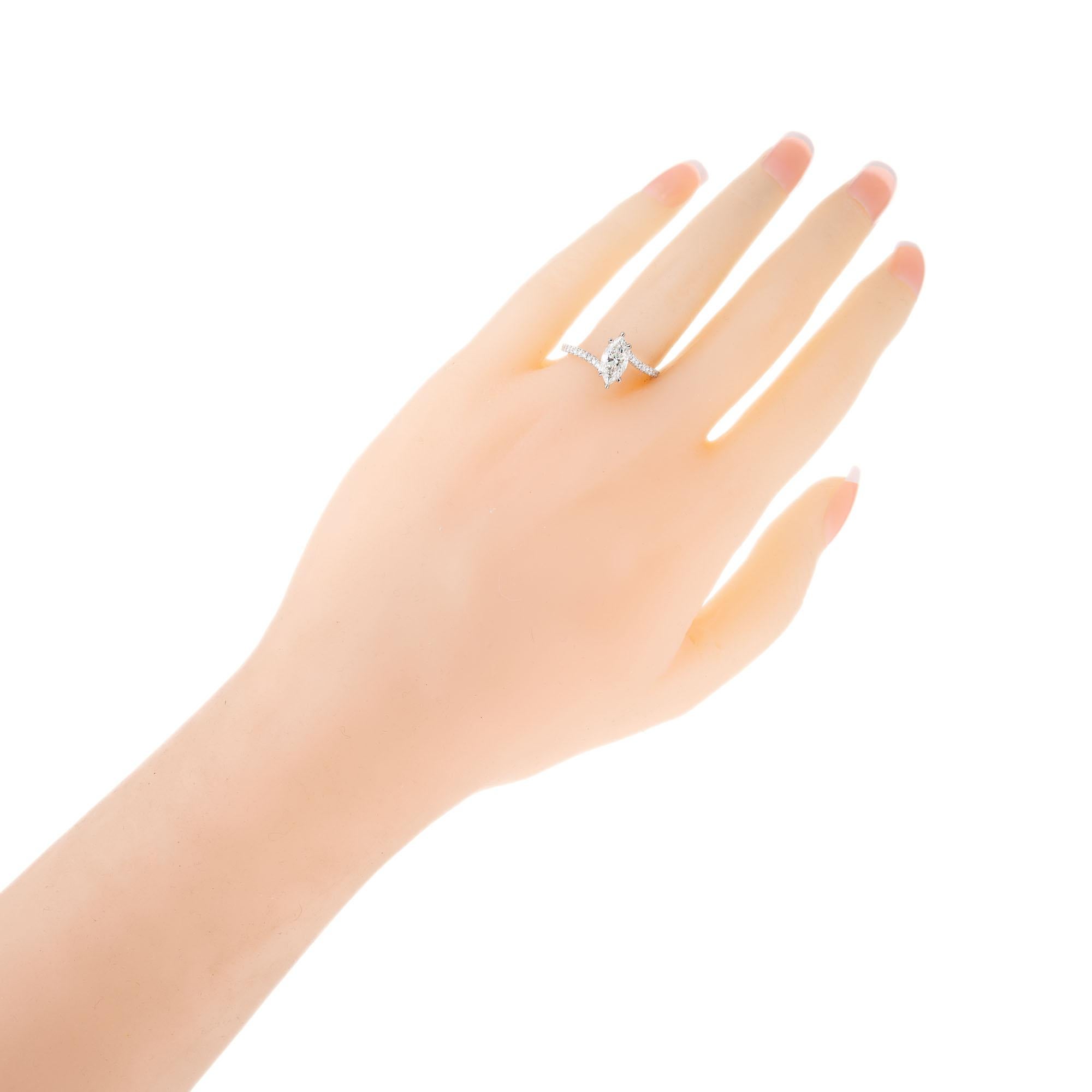 Peter Suchy GIA Certified 1.01 Carat Diamond Platinum Bi-Pass Engagement Ring For Sale 2