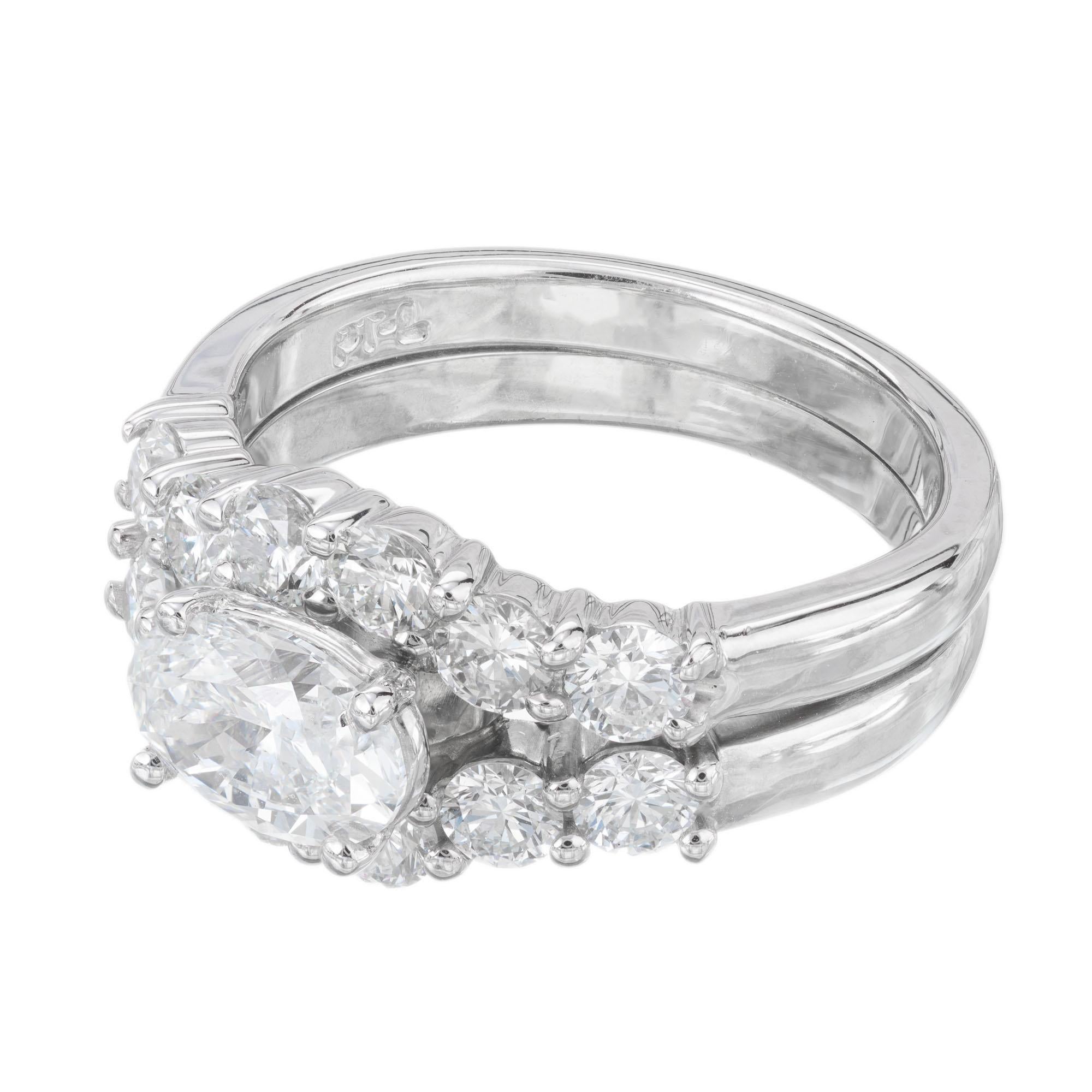 Taille ovale Bague de fiançailles Peter Suchy en platine avec diamant de 1,01 carat certifié par le GIA en vente