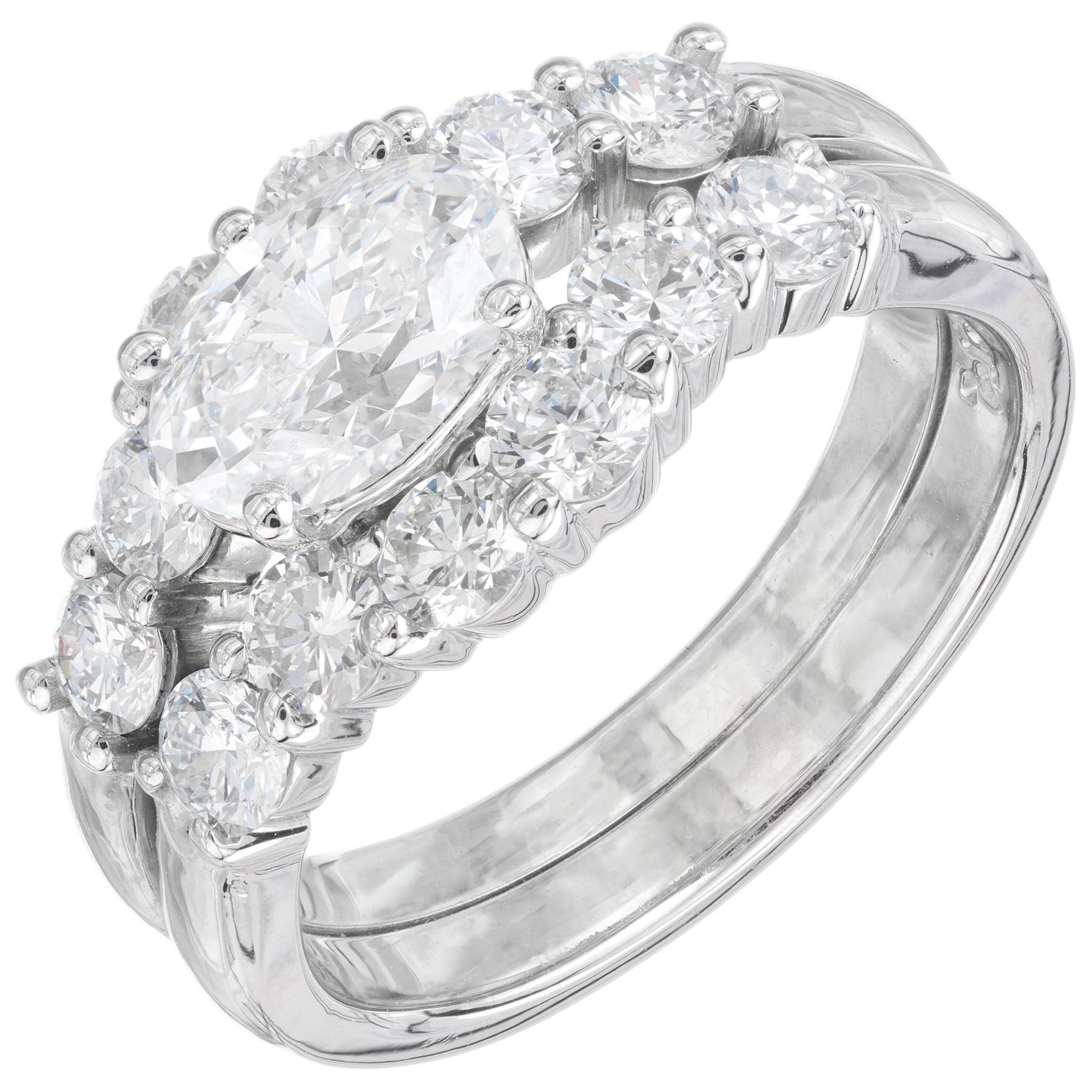 Bague de fiançailles Peter Suchy en platine avec diamant de 1,01 carat certifié par le GIA