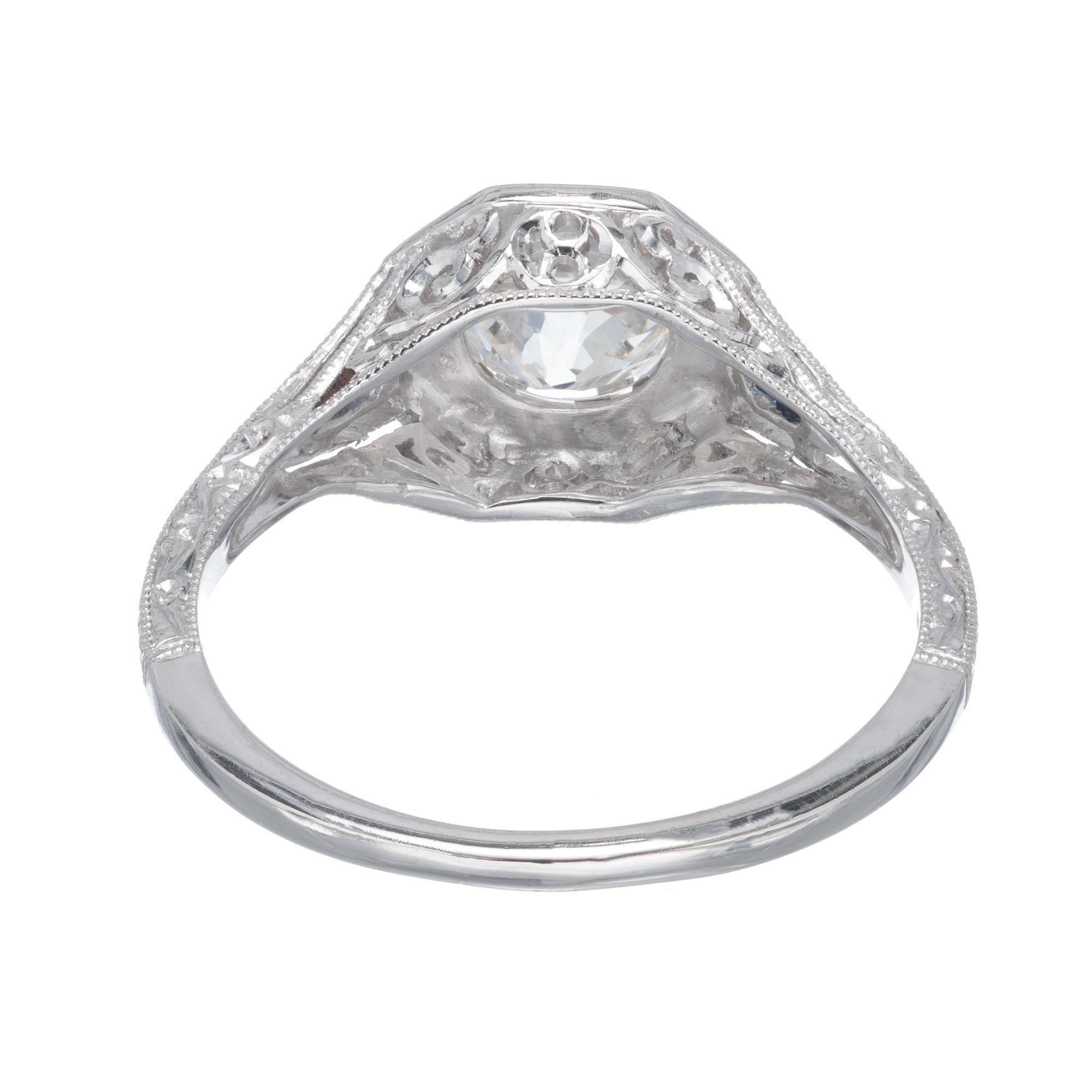 Women's Peter Suchy GIA Certified 1.01 Carat Diamond Sapphire Platinum Engagement Ring