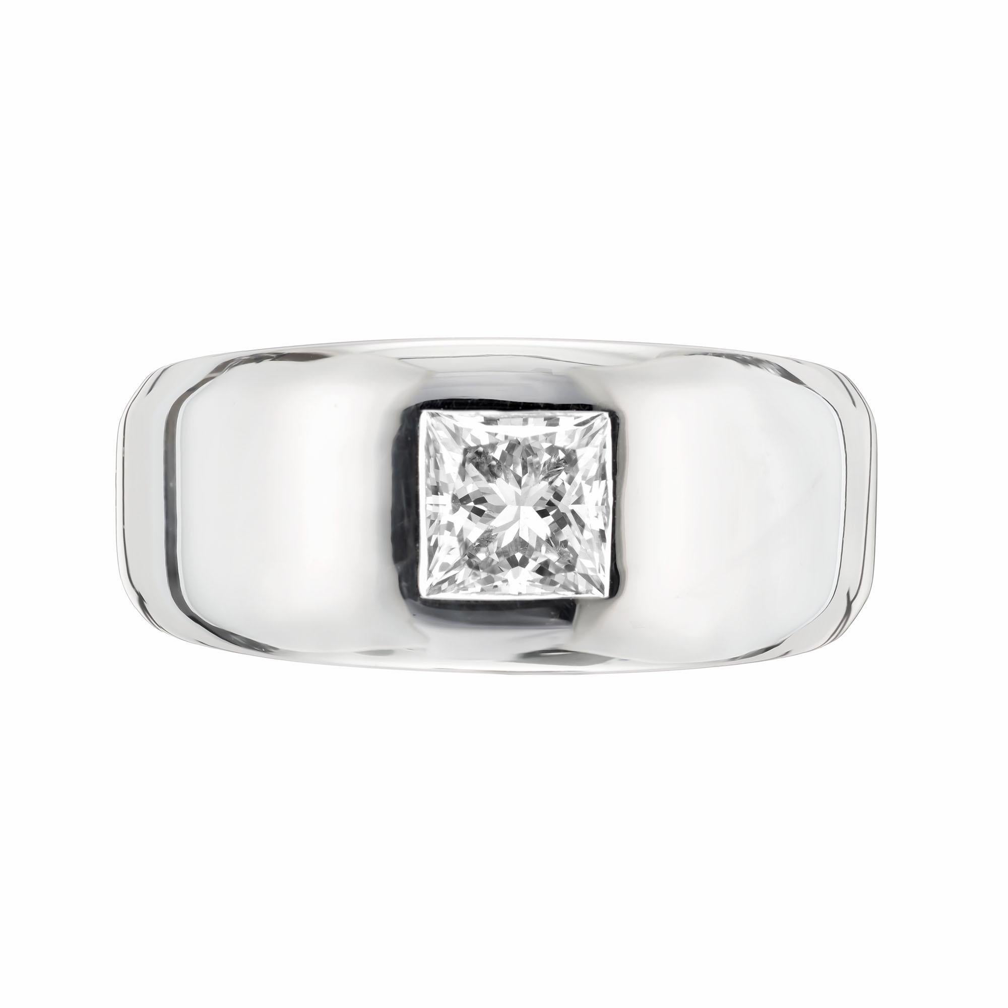 Peter Suchy Anillo de compromiso unisex de oro blanco con diamante de 1,01 quilates certificado por el GIA Corte princesa en venta