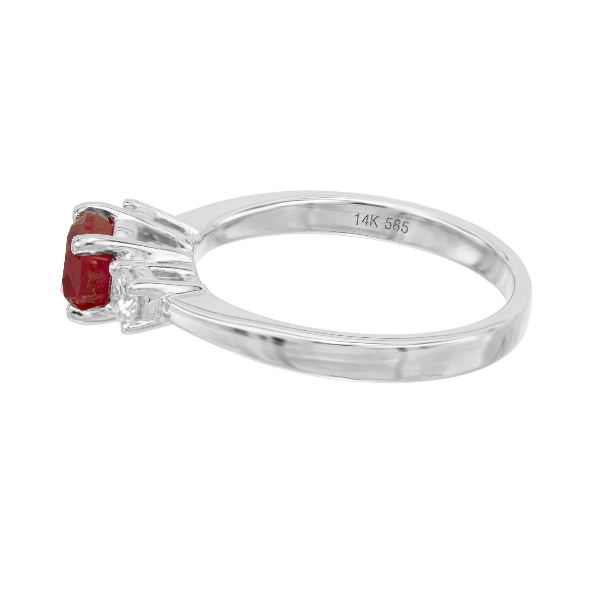 Peter Suchy GIA Certified 1.03 Carat Ruby Diamond White Gold Engagement Ring For Sale 1