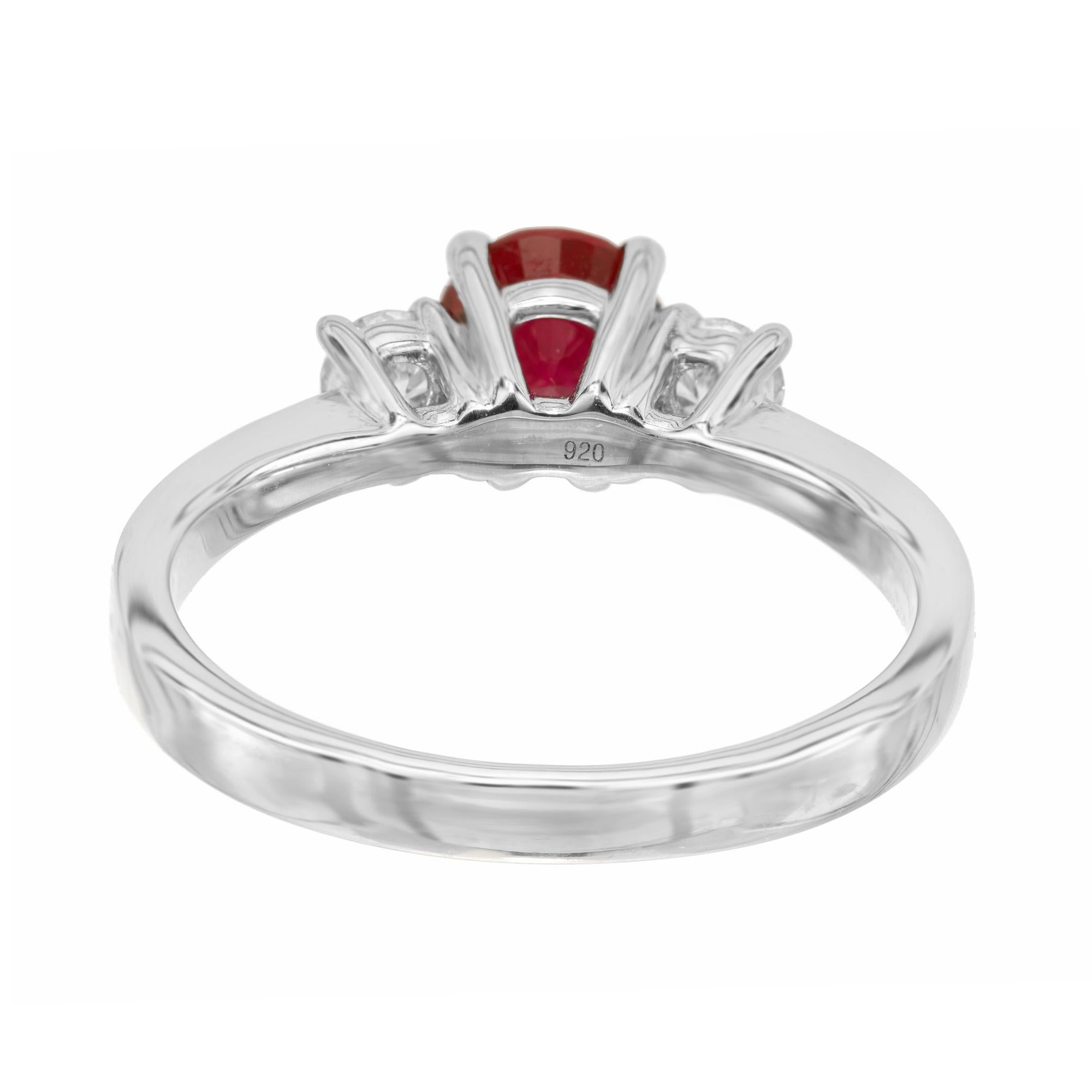 Peter Suchy GIA Certified 1.03 Carat Ruby Diamond White Gold Engagement Ring For Sale 2