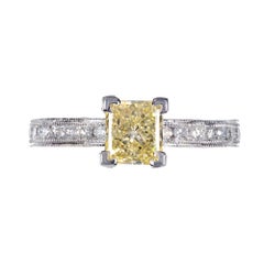 Peter Suchy Anello di fidanzamento in platino con diamante giallo certificato GIA da 1,04 carati