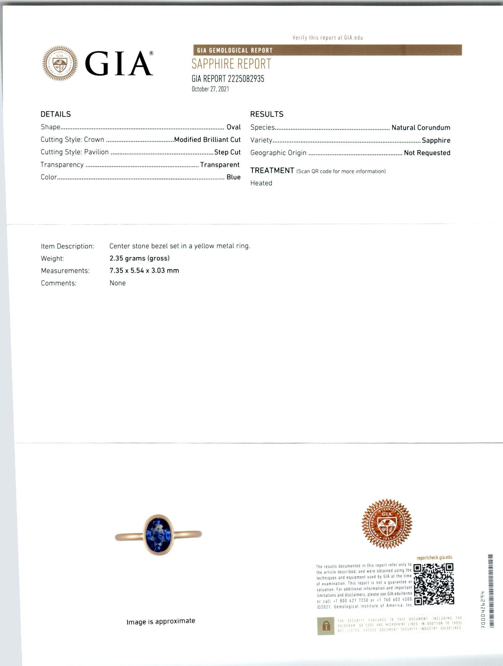 Peter Suchy Bague de fiançailles en or jaune avec saphir bleu certifié GIA de 1,05 carat Neuf - En vente à Stamford, CT