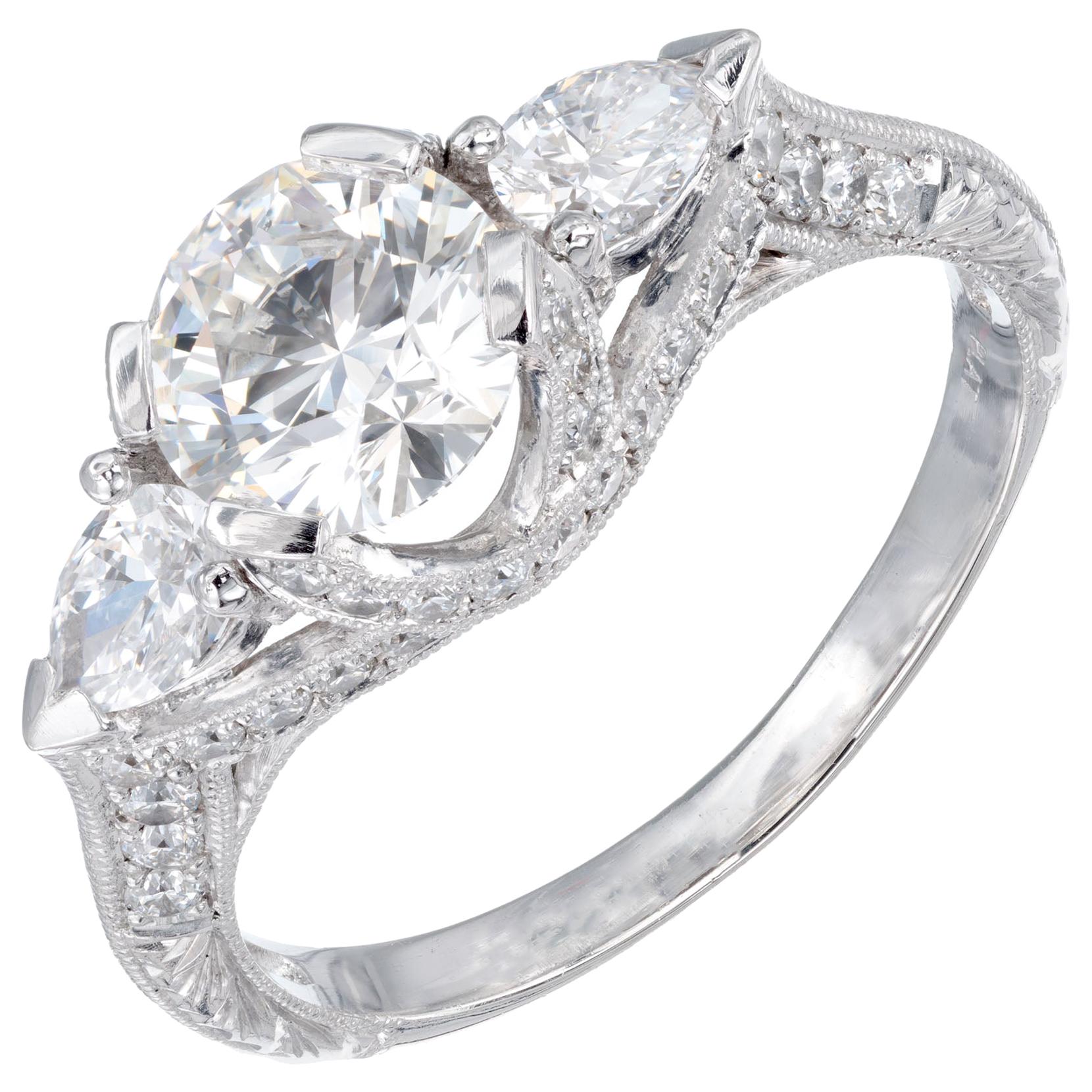 Peter Suchy GIA Certified 1.05 Carat Diamond Platinum Engagement Ring