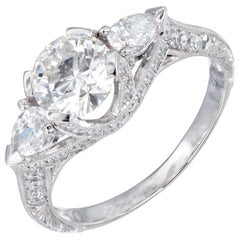 Peter Suchy GIA 1.05 Carat Round Diamond Platinum Three-Stone Engagement Ring