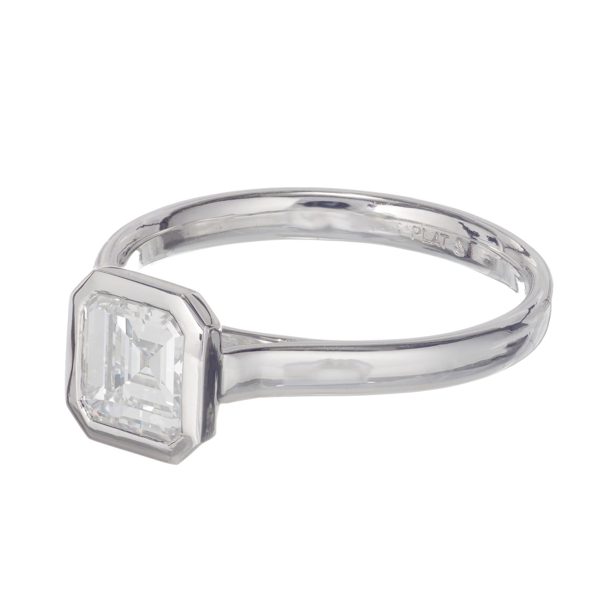 Asscher Cut Peter Suchy GIA Certified 1.05 Carat Diamond Platinum Solitaire Engagement Ring