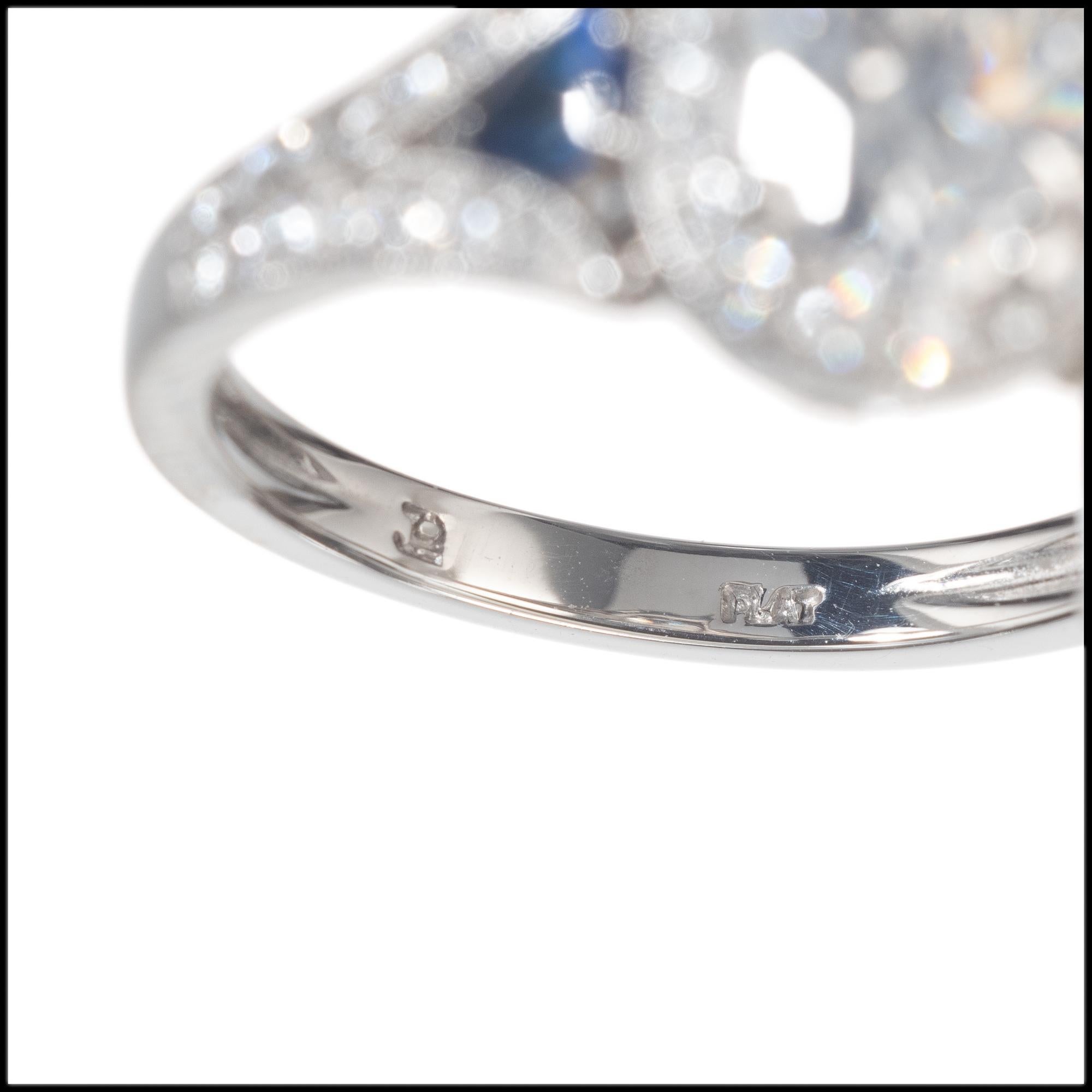 Women's Peter Suchy GIA Certified 1.05 Carat Diamond Sapphire Platinum Engagement Ring