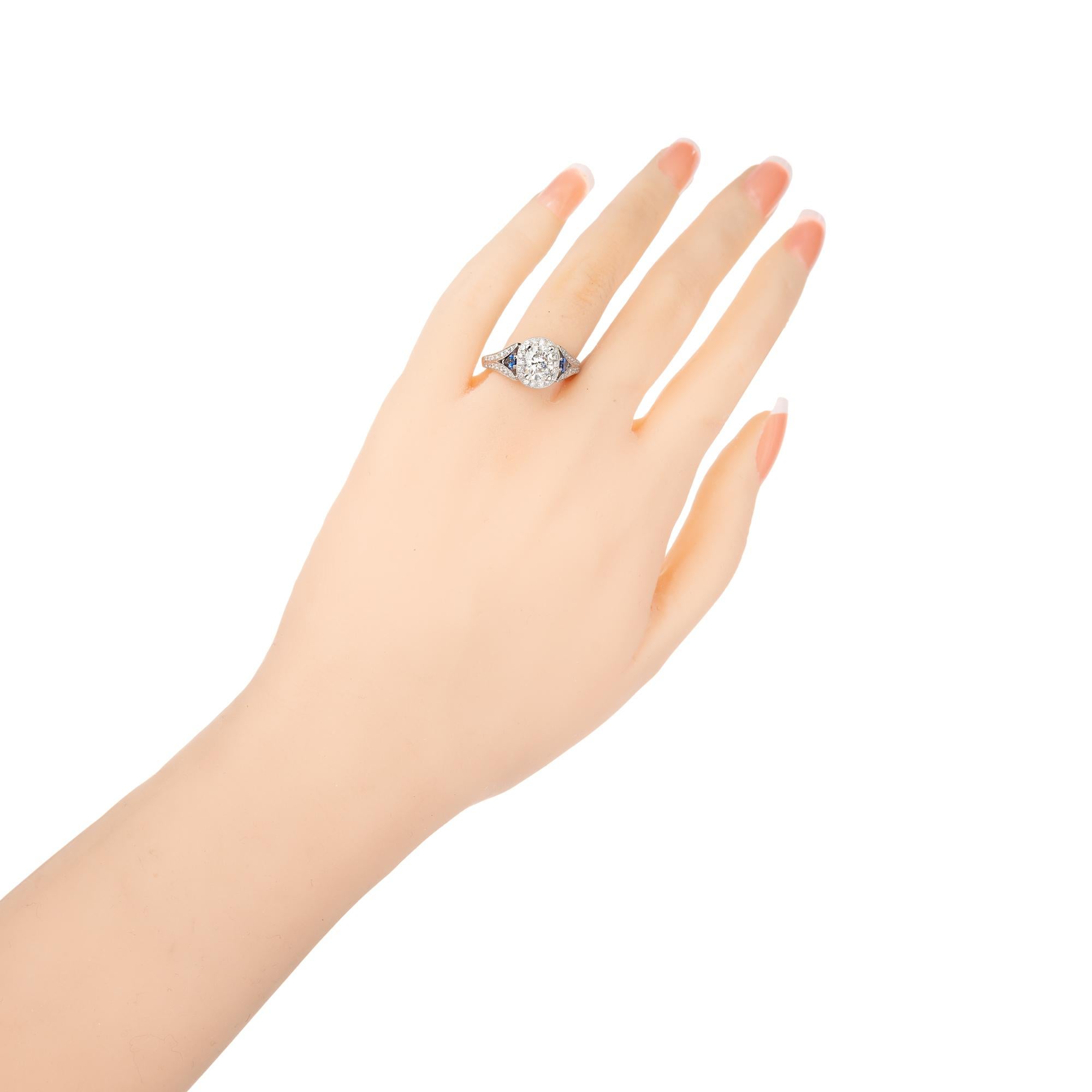 Peter Suchy GIA Certified 1.05 Carat Diamond Sapphire Platinum Engagement Ring 1