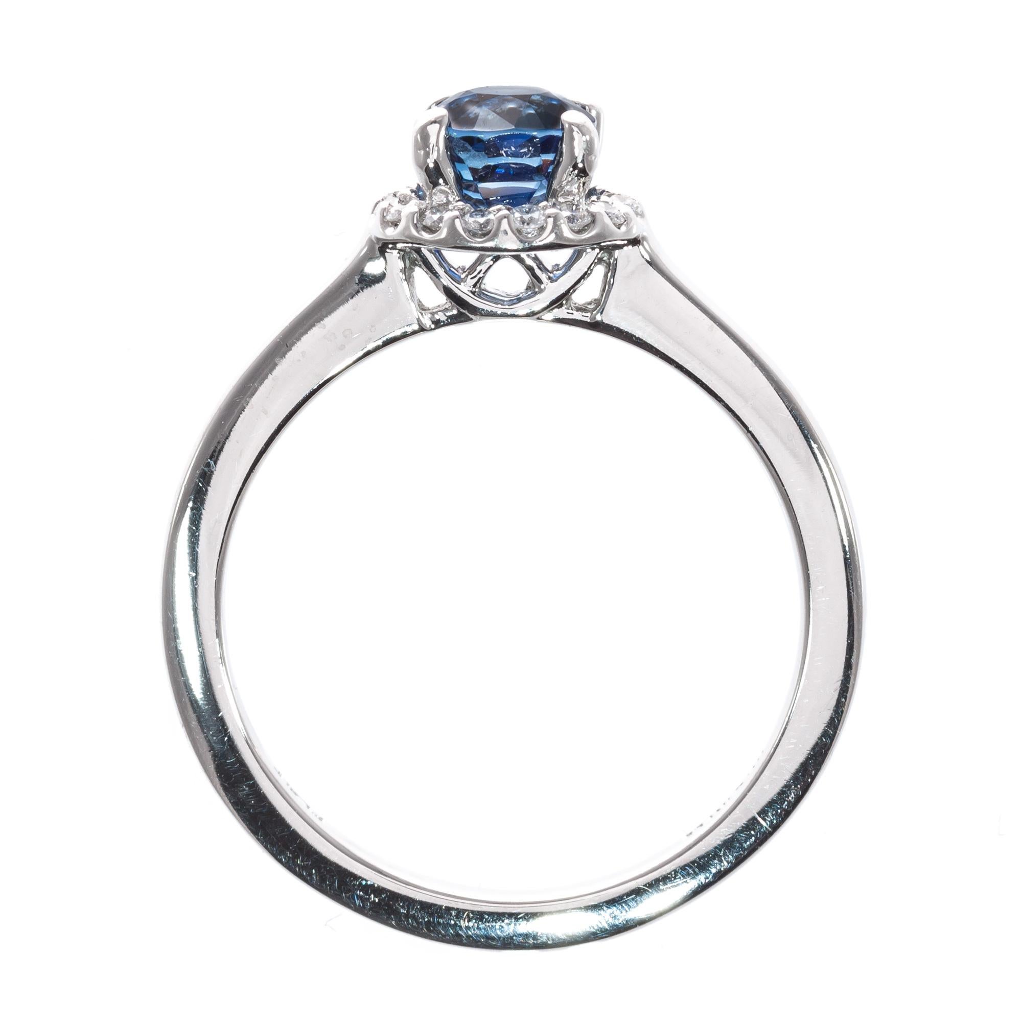 Peter Suchy GIA Certified 1.05 Carat Sapphire Diamond Platinum Engagement Ring For Sale 3