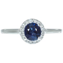 Peter Suchy Anillo de compromiso de platino con zafiro y diamante de 1.05 quilates certificado por el GIA