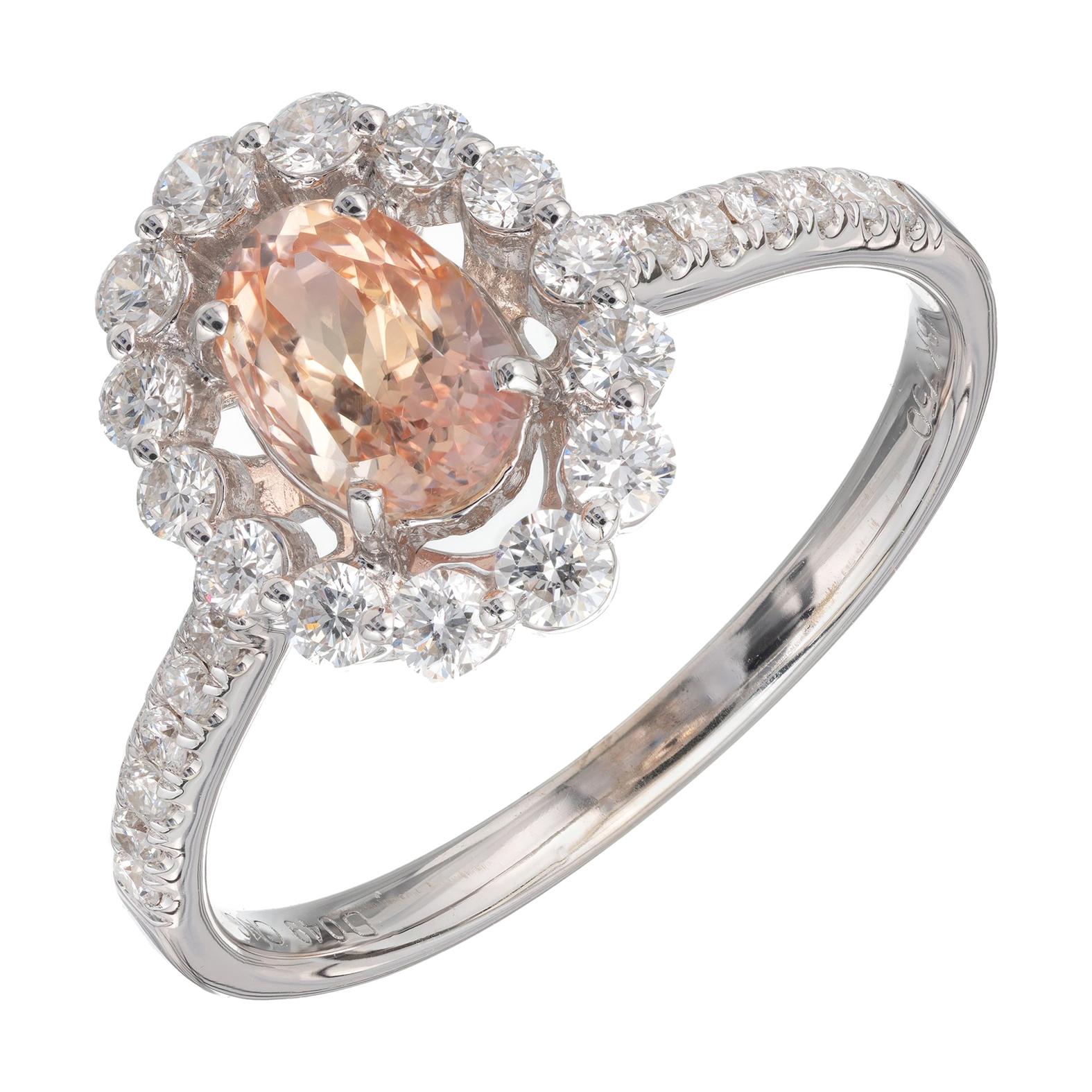 Peter Suchy GIA Certified 1.06 Padparadscha Sapphire Diamond Gold Engagement