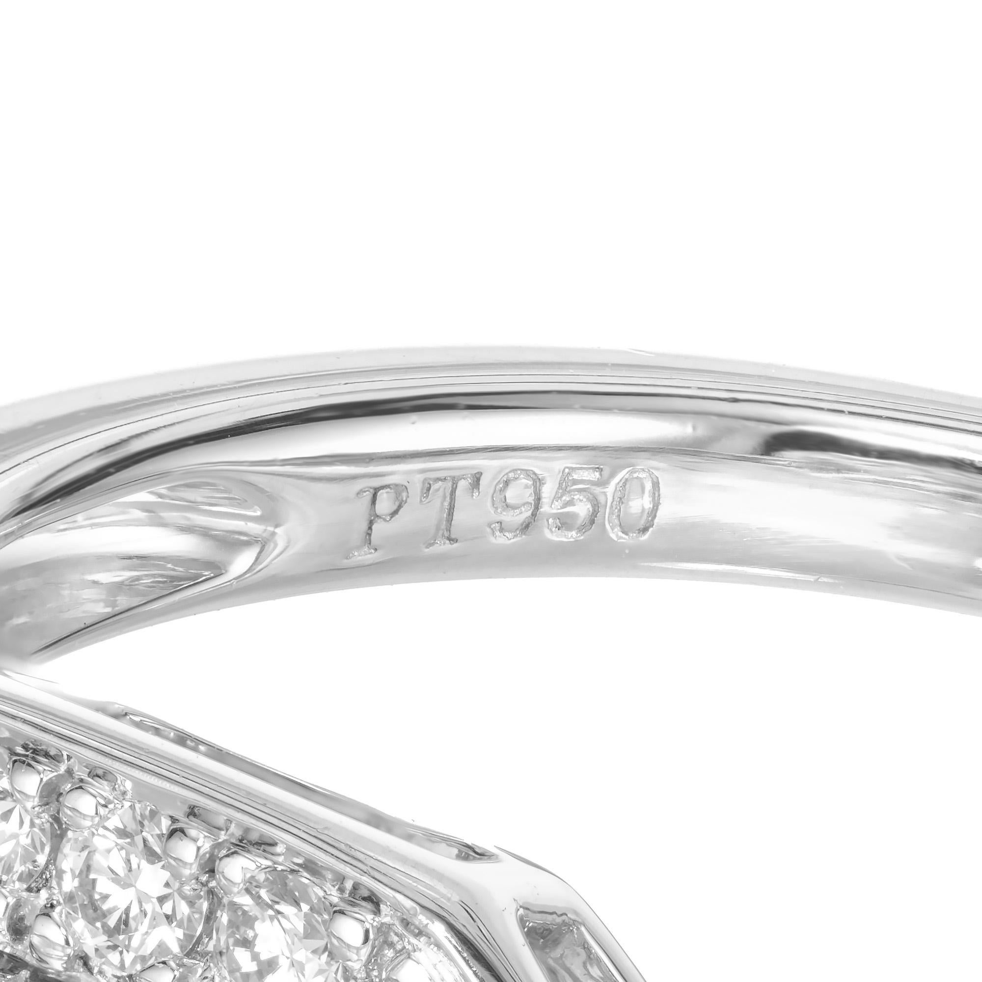 Peter Suchy GIA 1.08 Carat Diamond Halo Platinum Three-Stone Engagement Ring For Sale 2