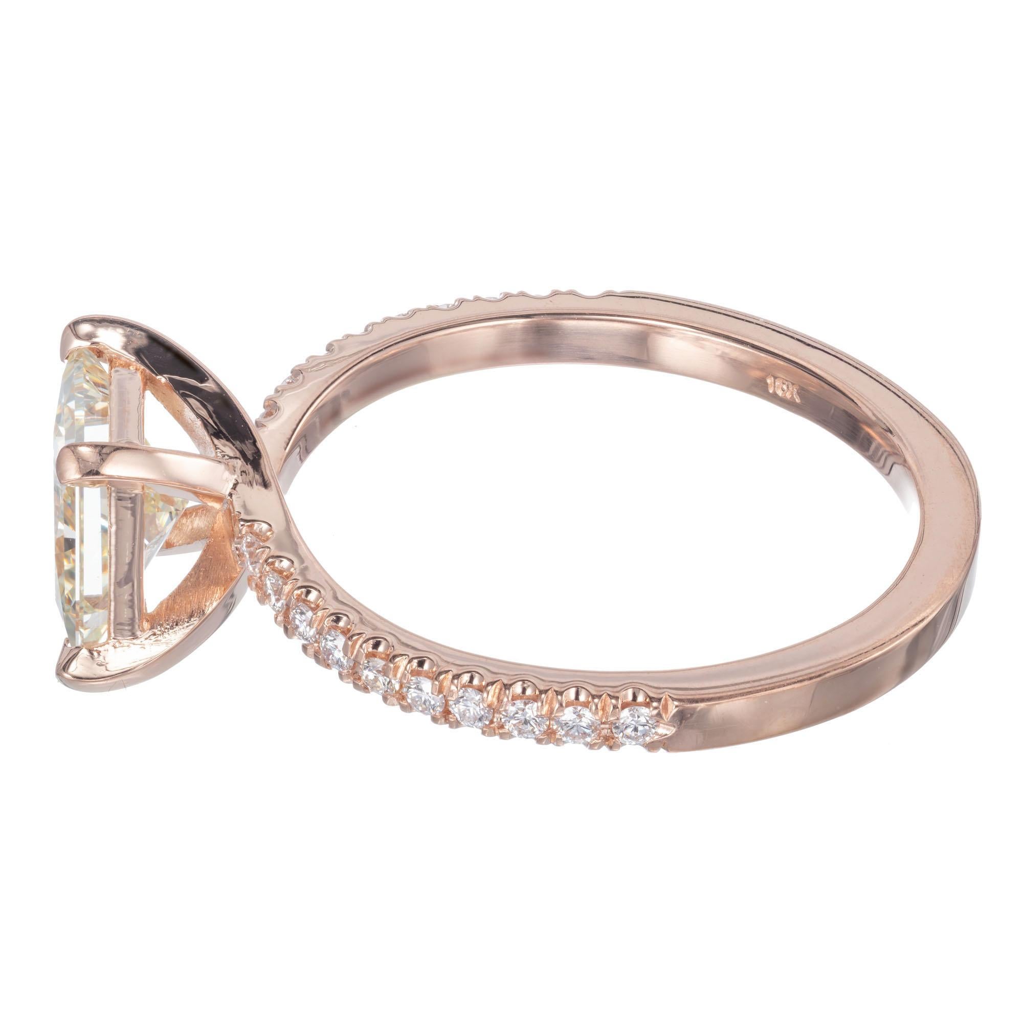 Princess Cut Peter Suchy GIA Certified 1.08 Carat Diamond Rose Gold Engagement Ring For Sale