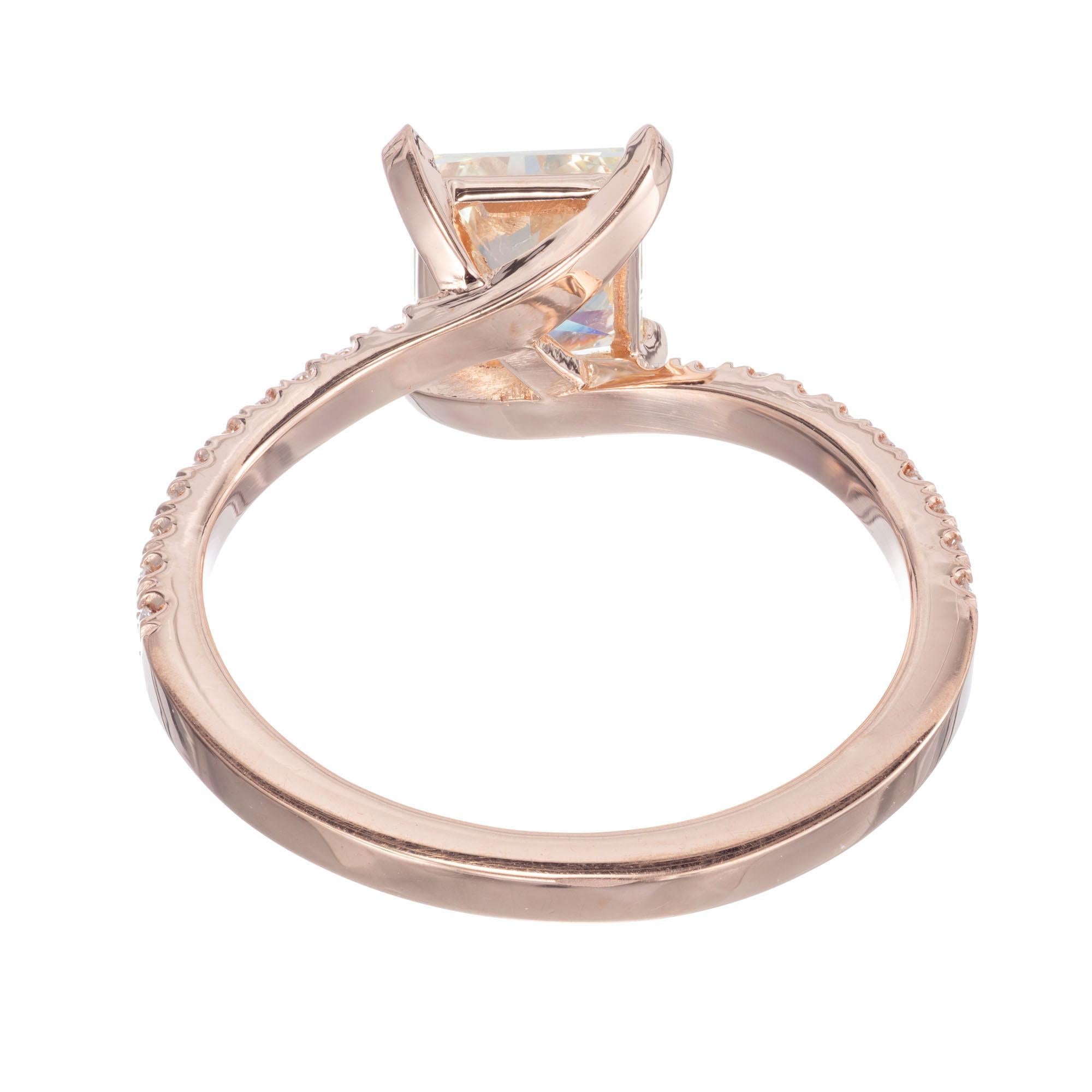 Bague de fiançailles Peter Suchy en or rose avec diamants de 1,08 carat certifiés GIA en vente 1