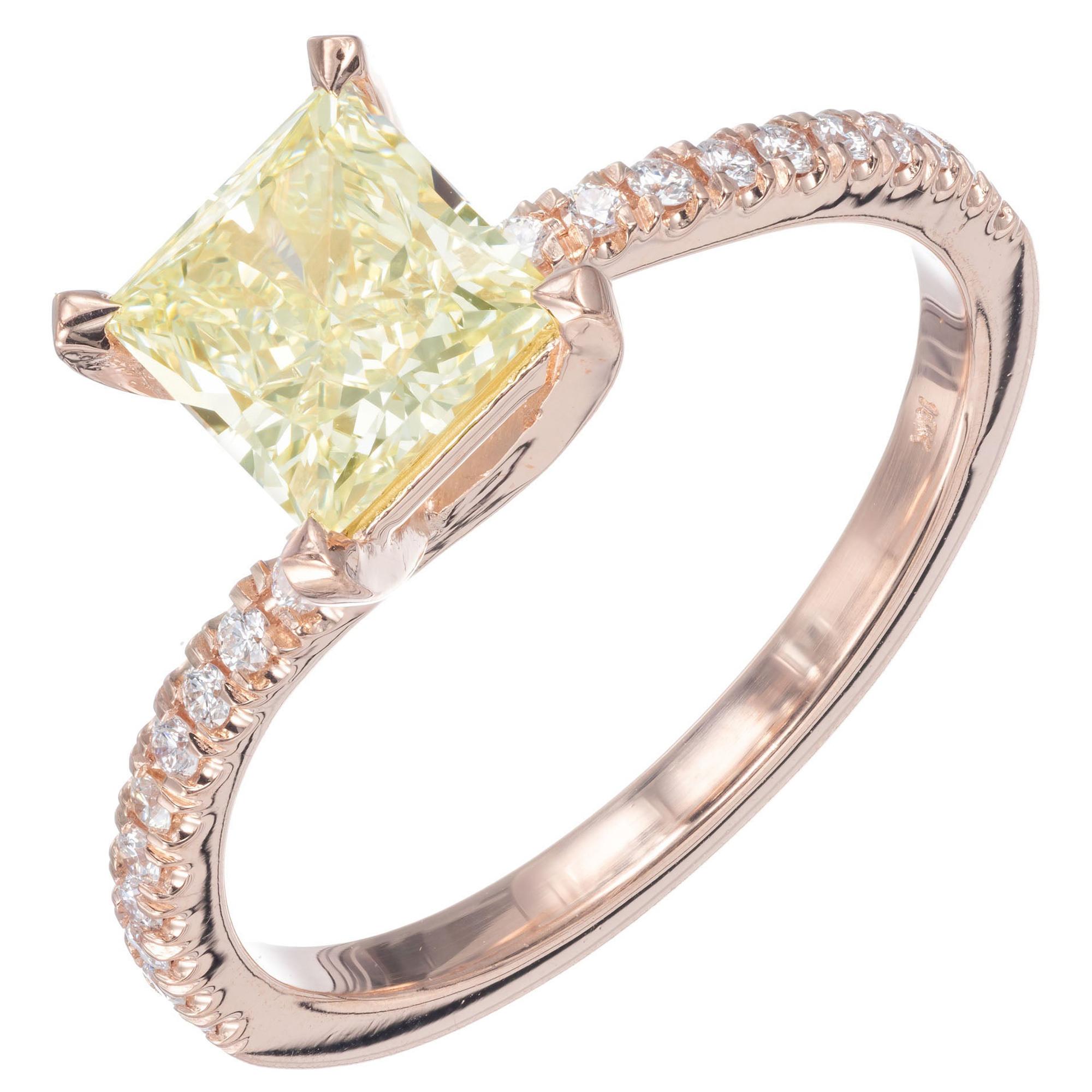 Bague de fiançailles Peter Suchy en or rose avec diamants de 1,08 carat certifiés GIA en vente