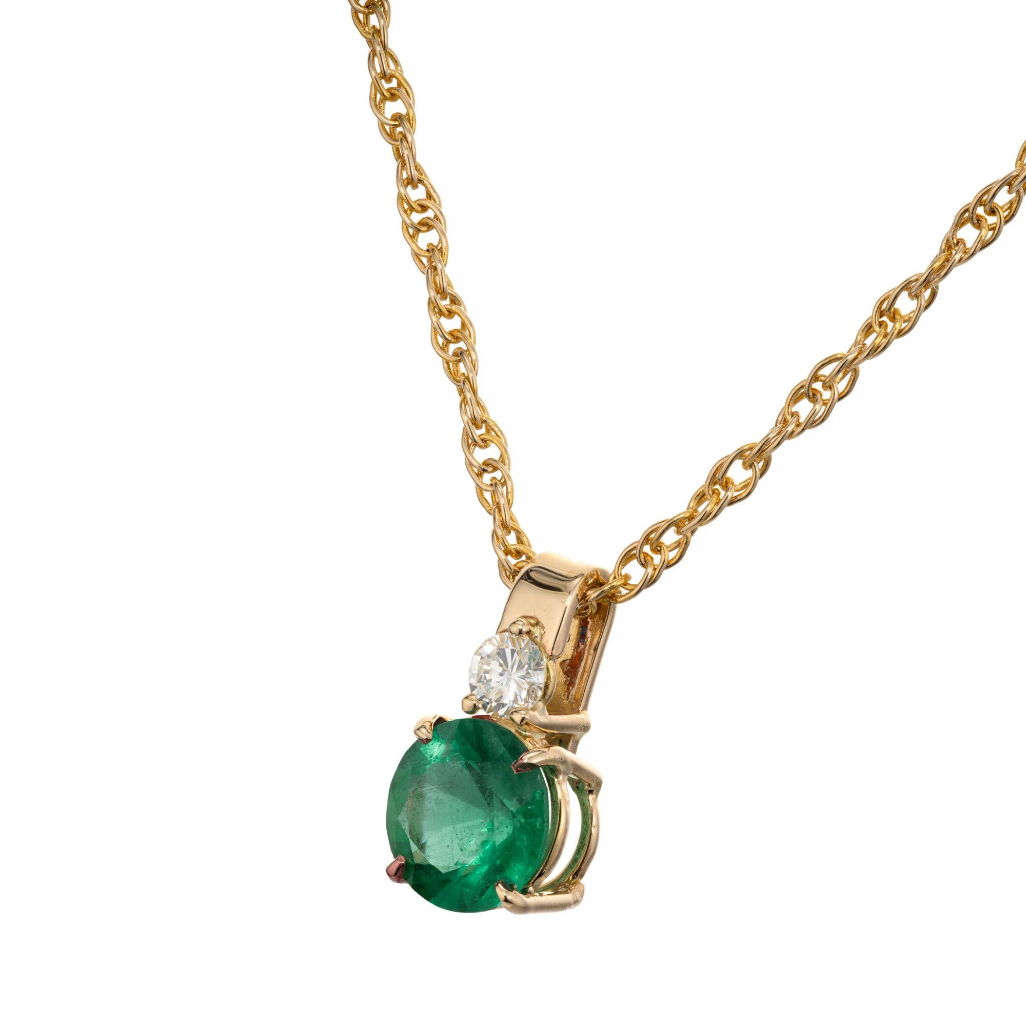 Peter Suchy GIA Certified 1.08 Carat Emerald Diamond Gold Pendant Necklace For Sale 1