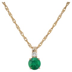 Peter Suchy GIA Certified 1.08 Carat Emerald Diamond Gold Pendant Necklace