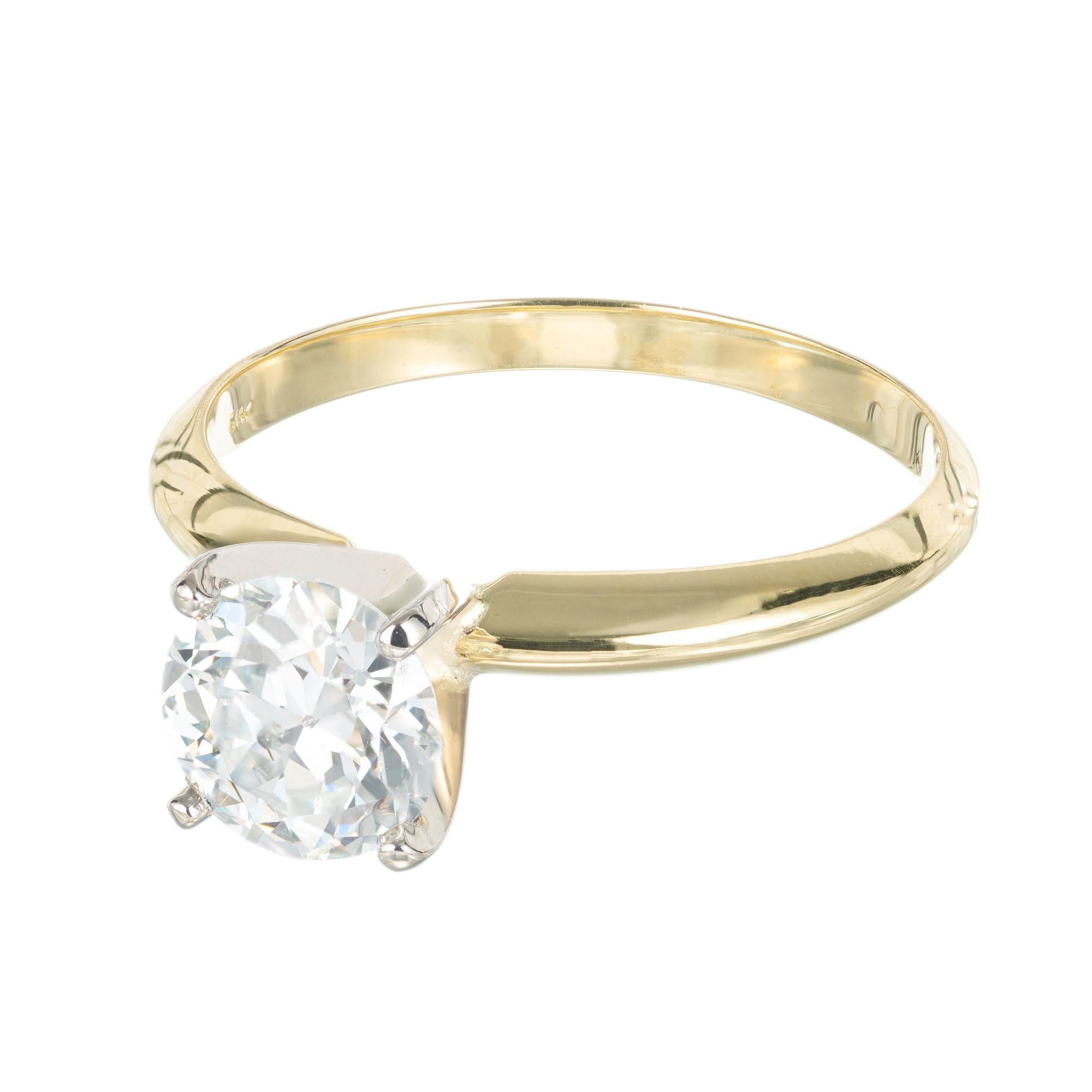 Taille ronde Peter Suchy Bague de fiançailles solitaire en or avec diamant de 1,09 carat certifié par le GIA en vente