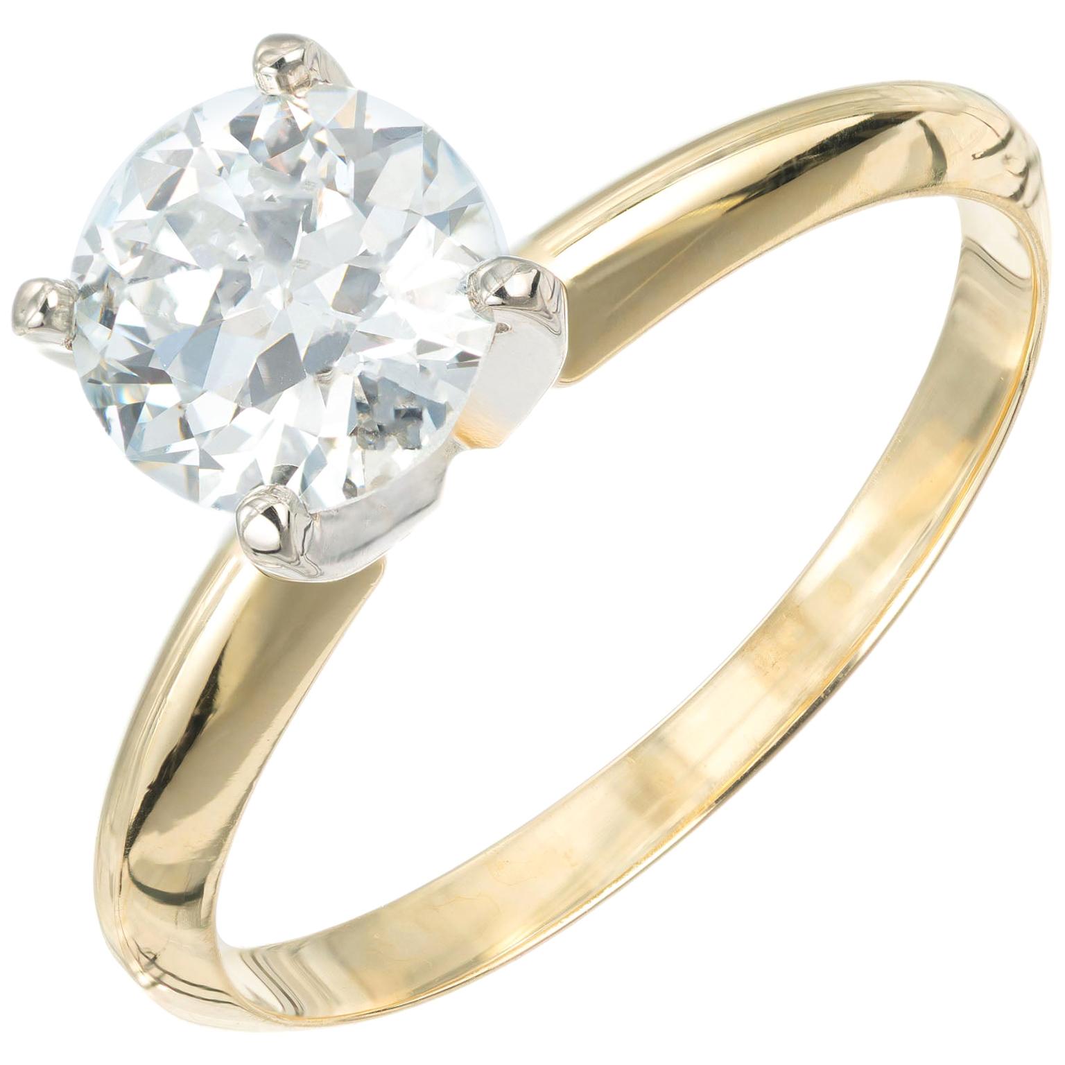 Peter Suchy Bague de fiançailles solitaire en or avec diamant de 1,09 carat certifié par le GIA
