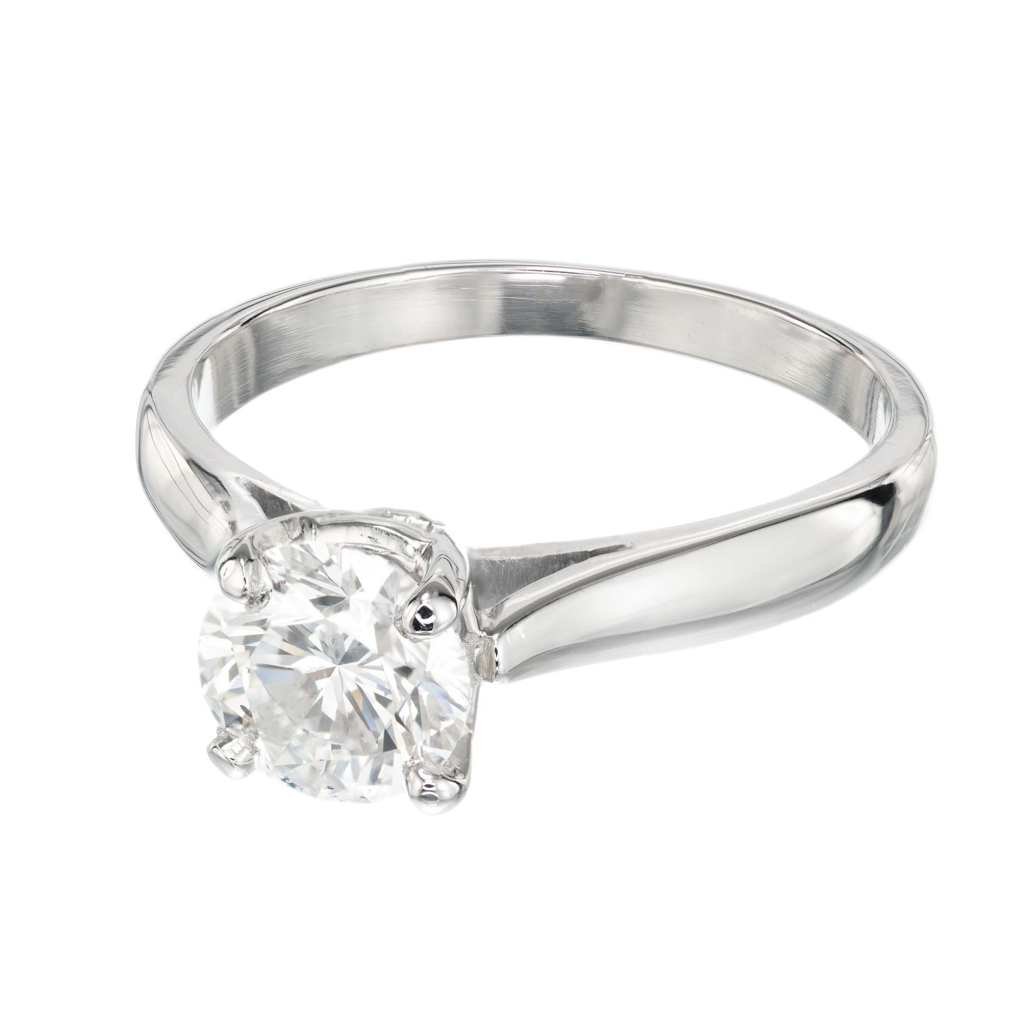 Taille ronde Bague de fiançailles solitaire en platine avec diamant de 1,09 carat certifié GIA de Peter Suchy en vente