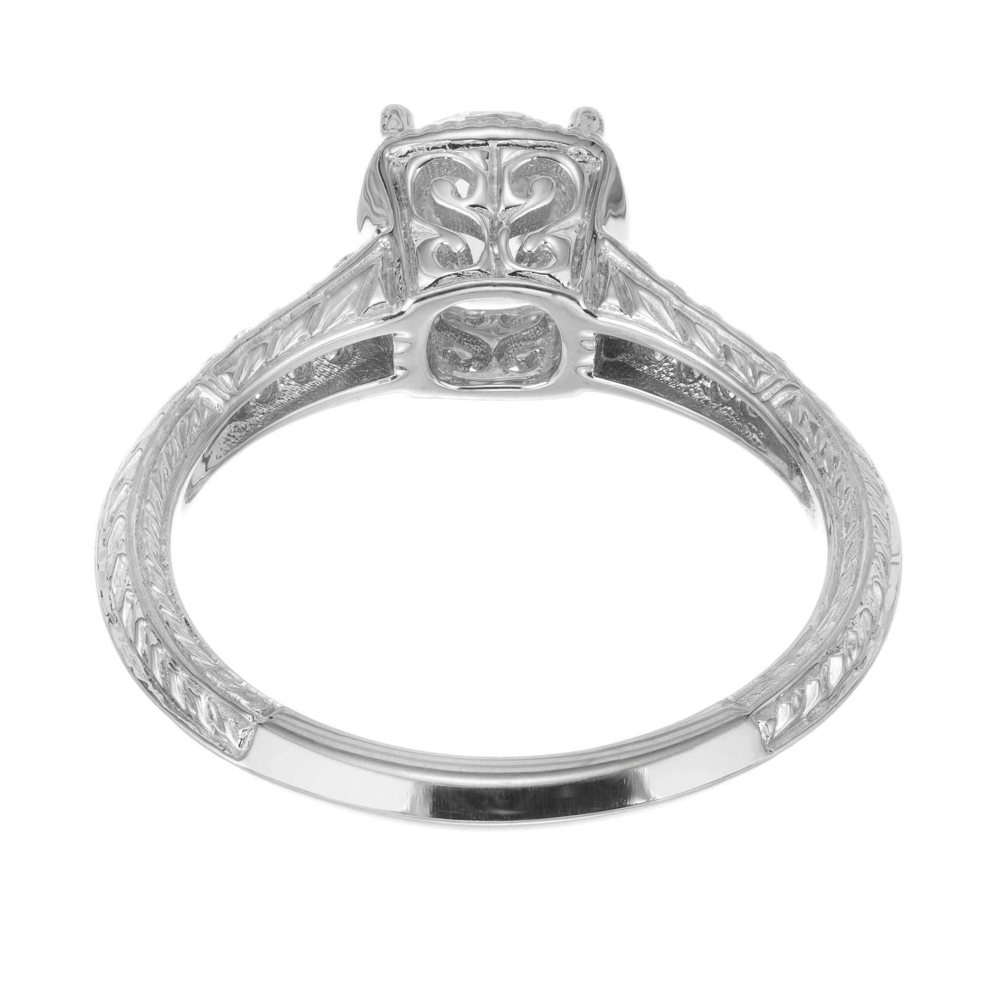 Round Cut Peter Suchy GIA Certified 1.10 Cara Diamond Solitaire Gold Engagement Ring For Sale