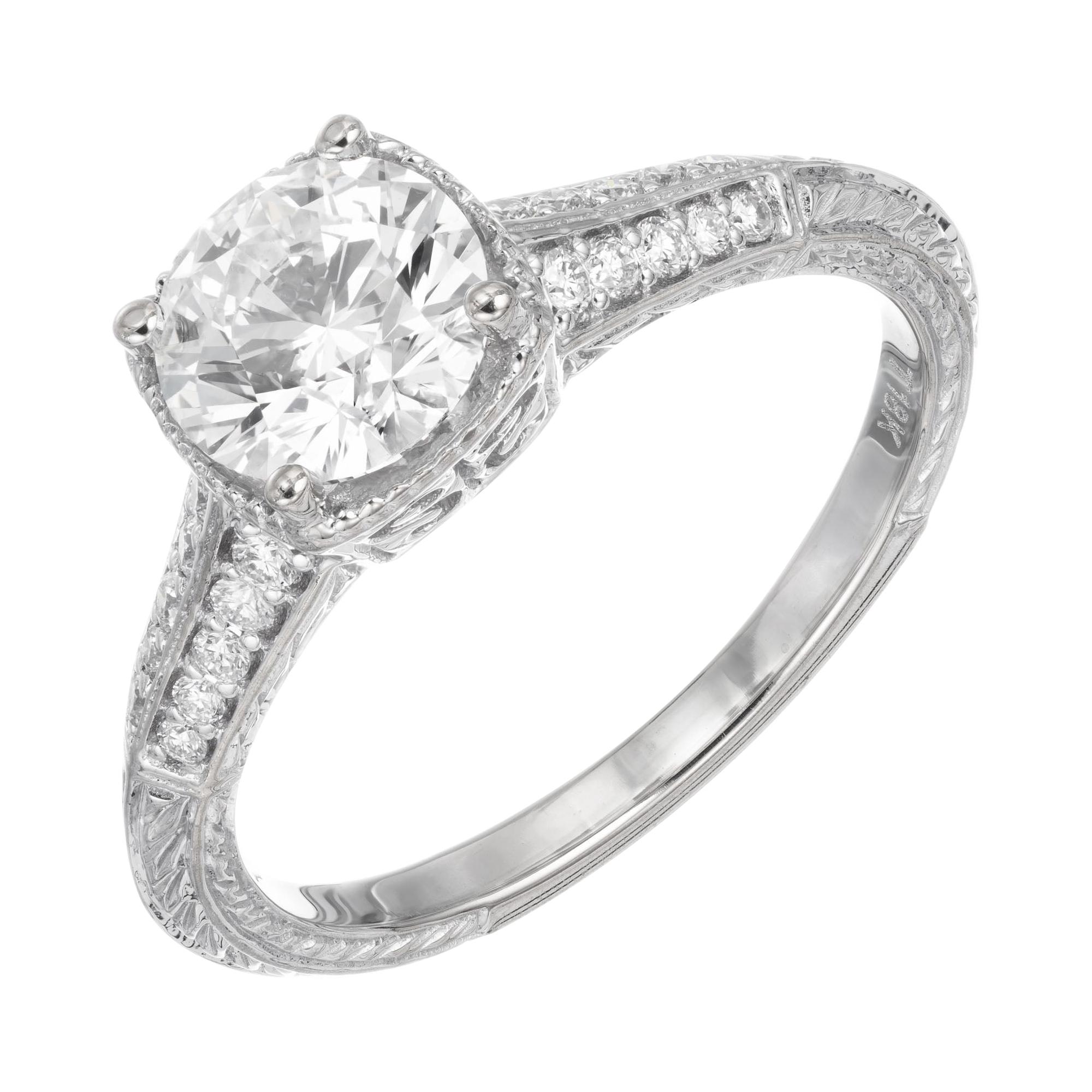 Peter Suchy GIA Certified 1.10 Cara Diamond Solitaire Gold Engagement Ring For Sale