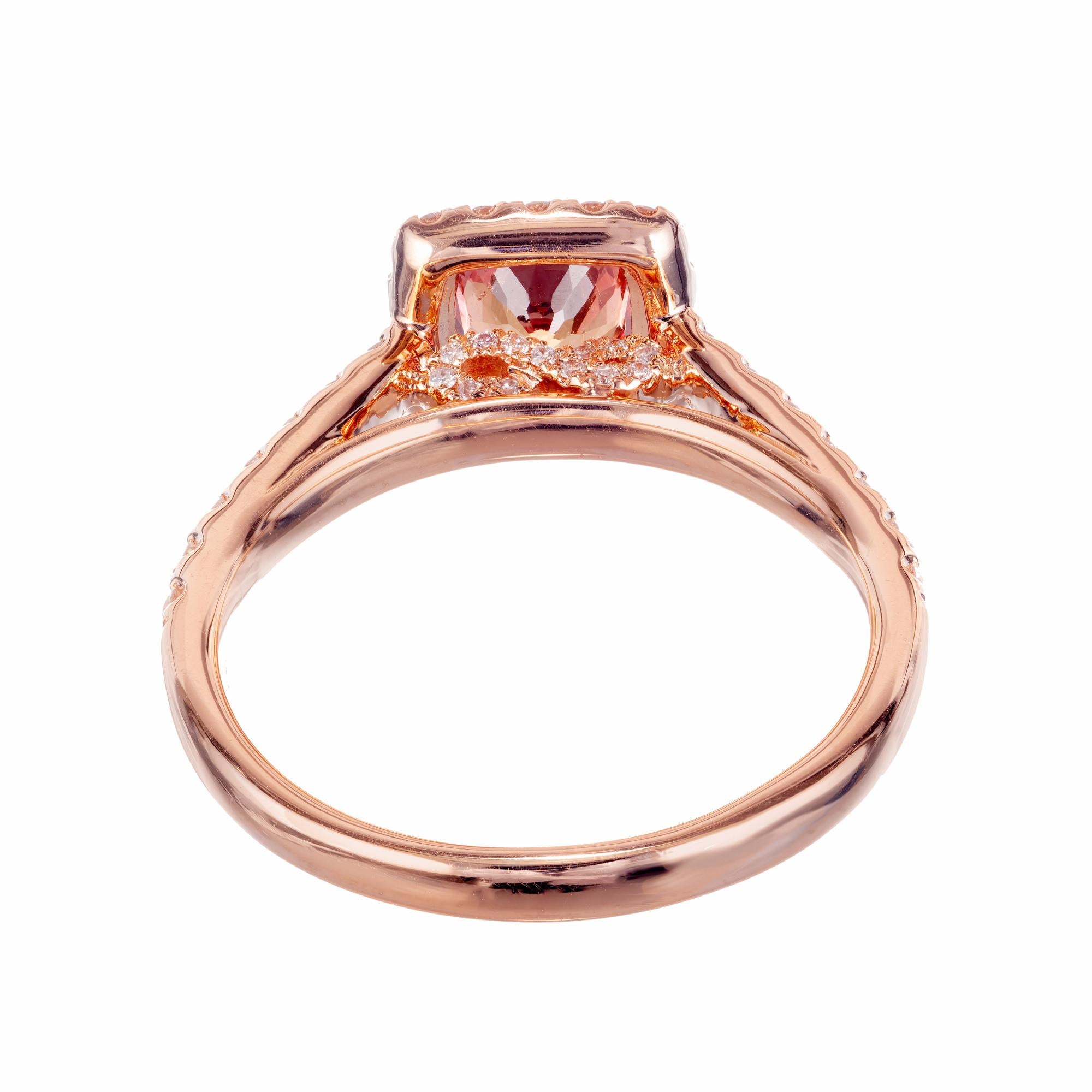 Peter Suchy GIA Certified 1.10 Carat Sapphire Diamond Rose Gold Engagement Ring In New Condition For Sale In Stamford, CT