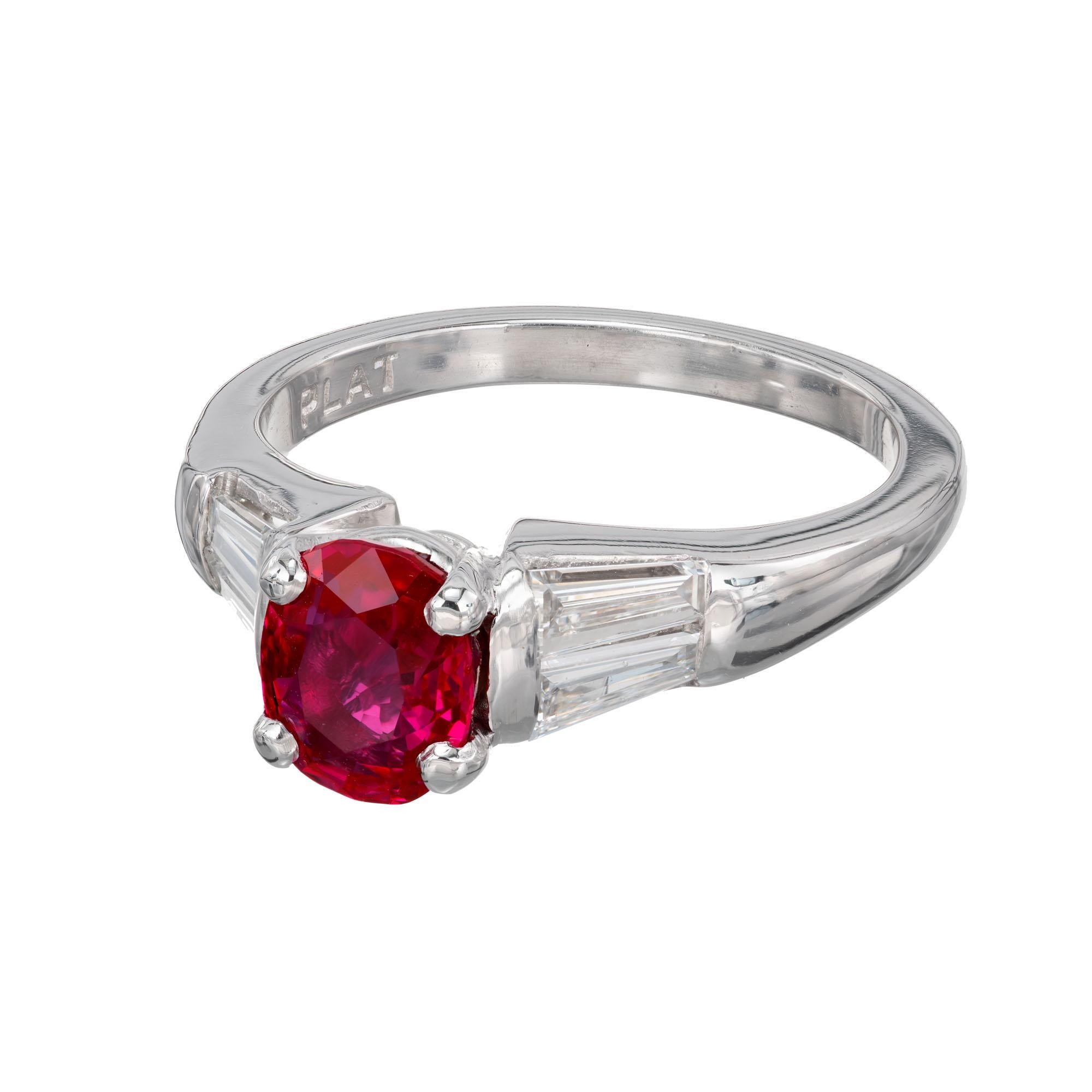 Verlobungsring mit GIA-zertifiziertem 1,10 Rubin und Diamant aus Platin von Peter Suchy (Ovalschliff) im Angebot