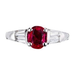 Peter Suchy GIA Certified 1.10 Ruby Diamond Platinum Engagement Ring