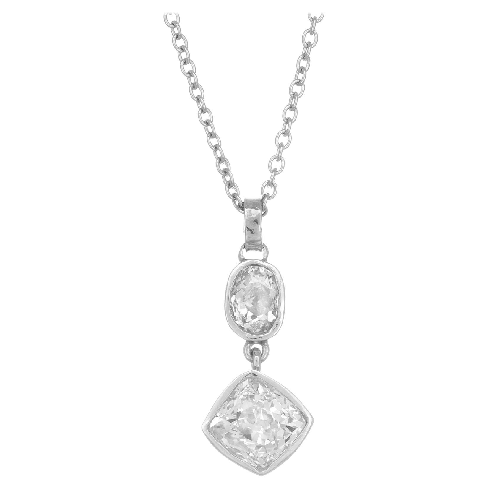 Peter Suchy GIA Certified 1.11 Carat Diamond Platinum Pendant Necklace For Sale