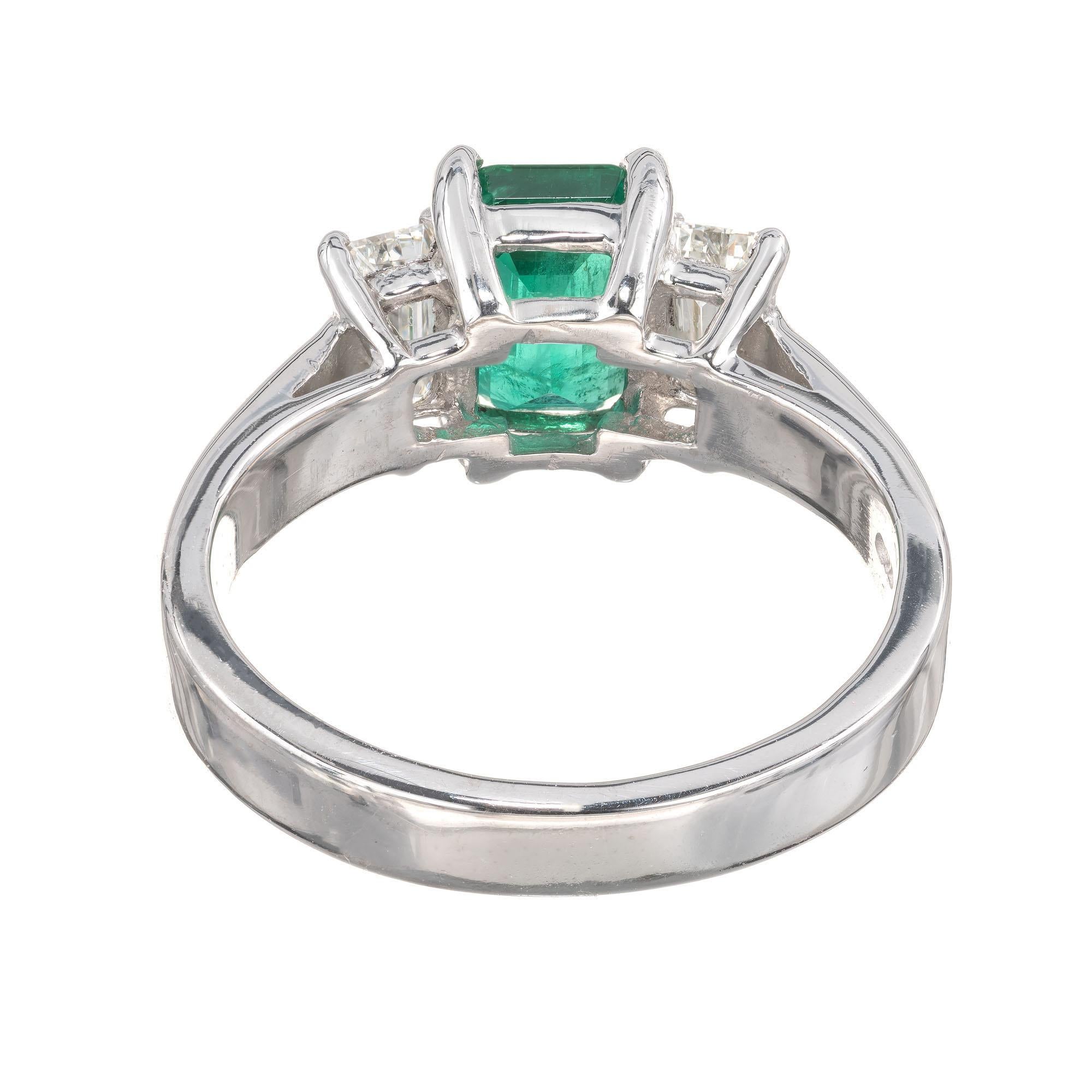 Peter Suchy GIA Certified 1.11 Carat Emerald Diamond Engagement Platinum Ring In New Condition For Sale In Stamford, CT