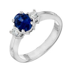 Bague de fiançailles Peter Suchy en or avec diamants et saphir certifié GIA de 1,11 carat