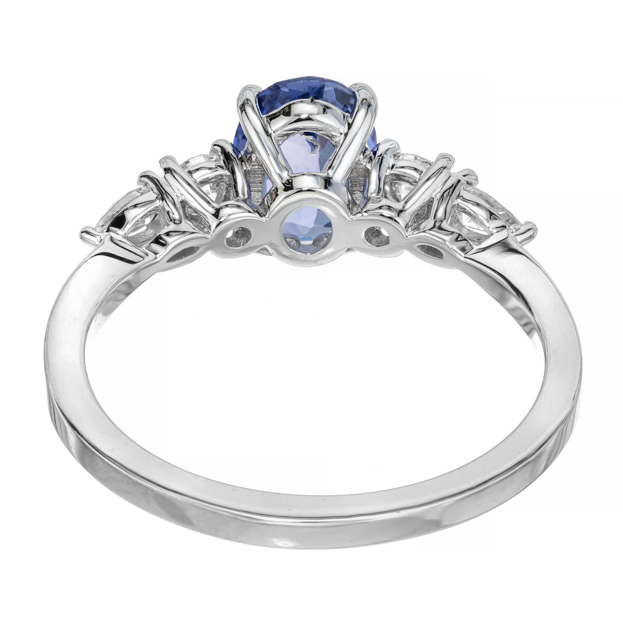 Peter Suchy GIA Certified 1.11 Carat Sapphire Diamond White Gold Engagement Ring In New Condition For Sale In Stamford, CT