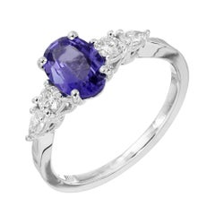 Peter Suchy GIA Certified 1.11 Carat Sapphire Diamond White Gold Engagement Ring