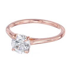 Peter Suchy GIA Certified 1.12 Carat Diamond Rose Gold Solitaire Engagement Ring