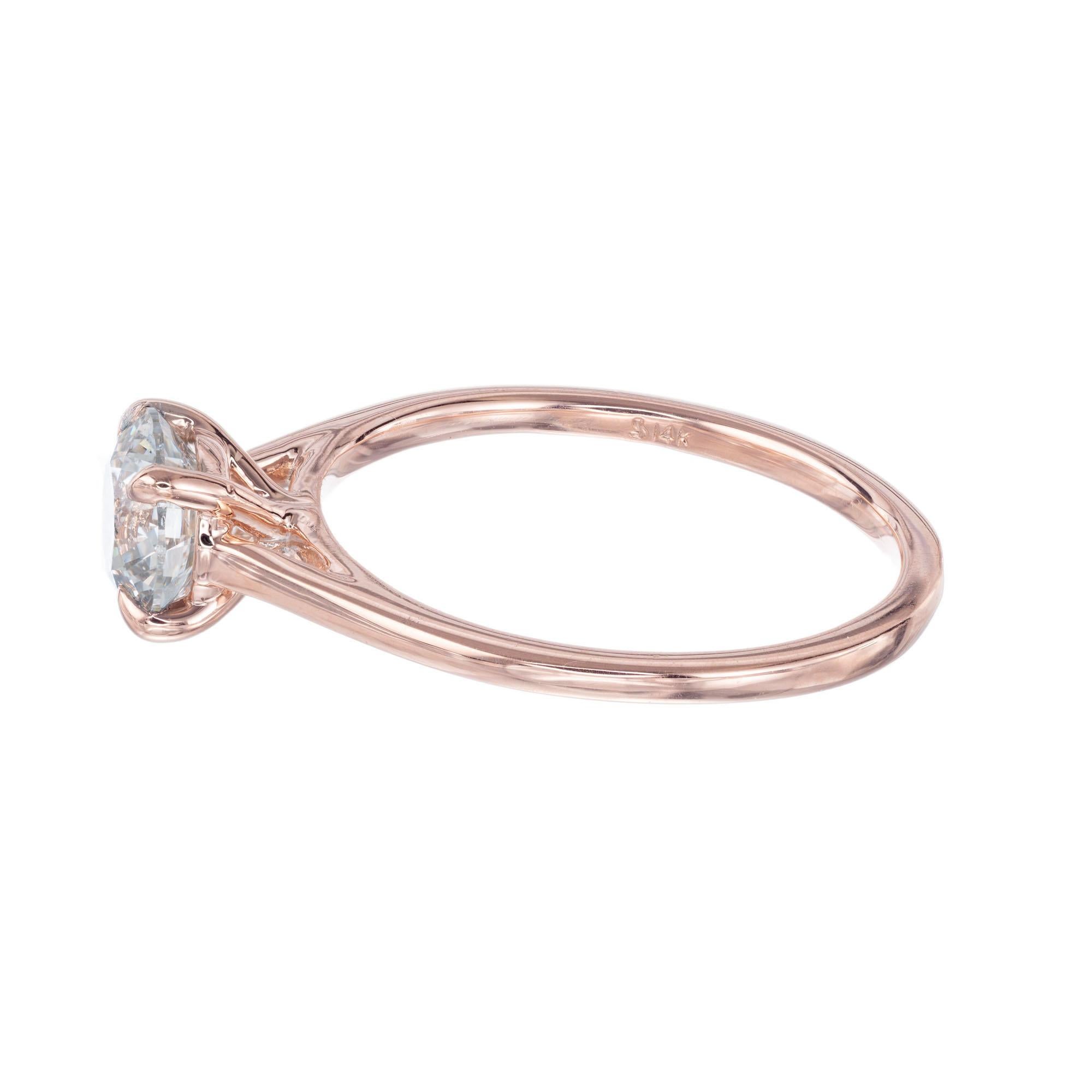 Taille ronde Bague de fiançailles solitaire Peter Suchy en or rose avec diamants de 1,12 carat certifiés GIA en vente