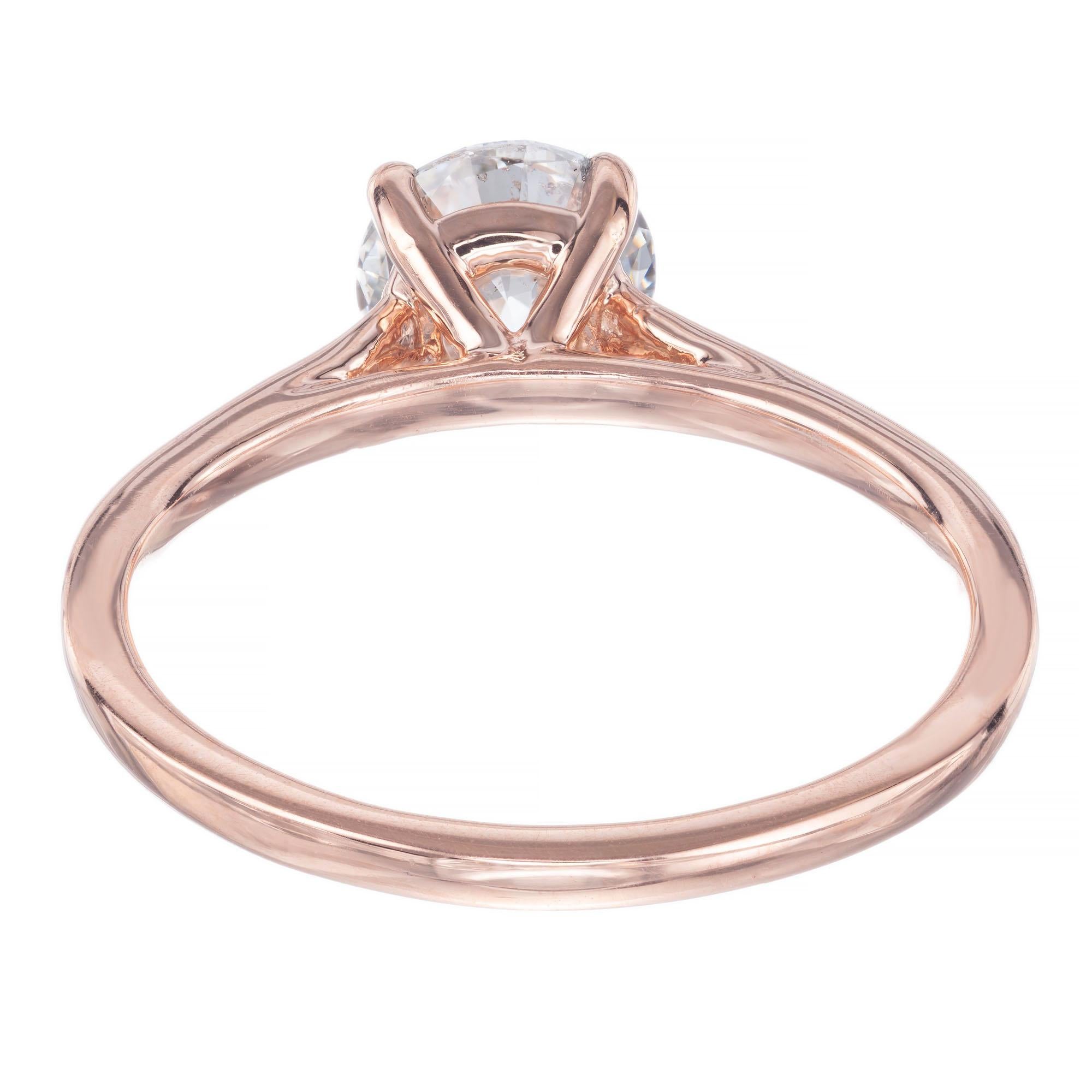 Round Cut Peter Suchy GIA Certified 1.12 Carat Diamond Rose Gold Solitaire Engagement Ring For Sale