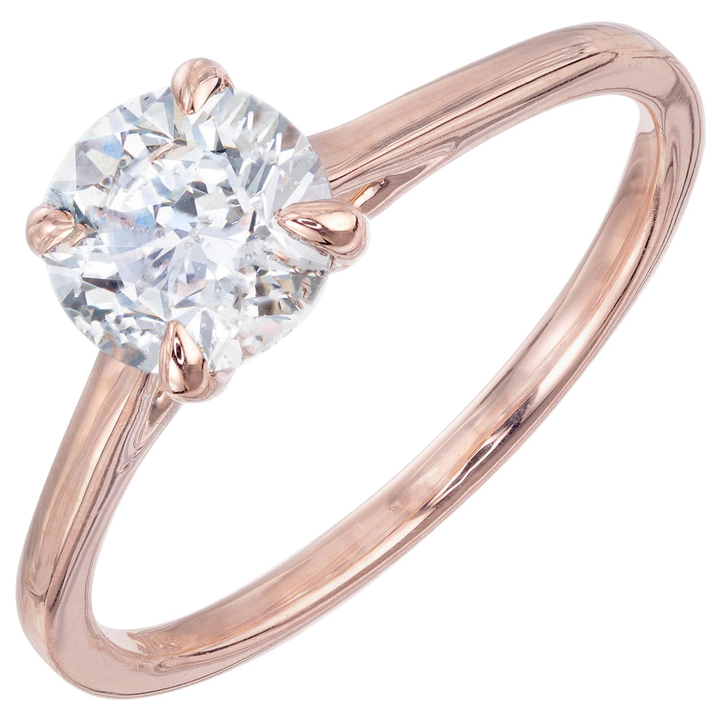 Peter Suchy GIA Certified 1.12 Carat Diamond Rose Gold Solitaire Engagement Ring For Sale