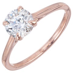 Bague de fiançailles solitaire Peter Suchy en or rose avec diamants de 1,12 carat certifiés GIA