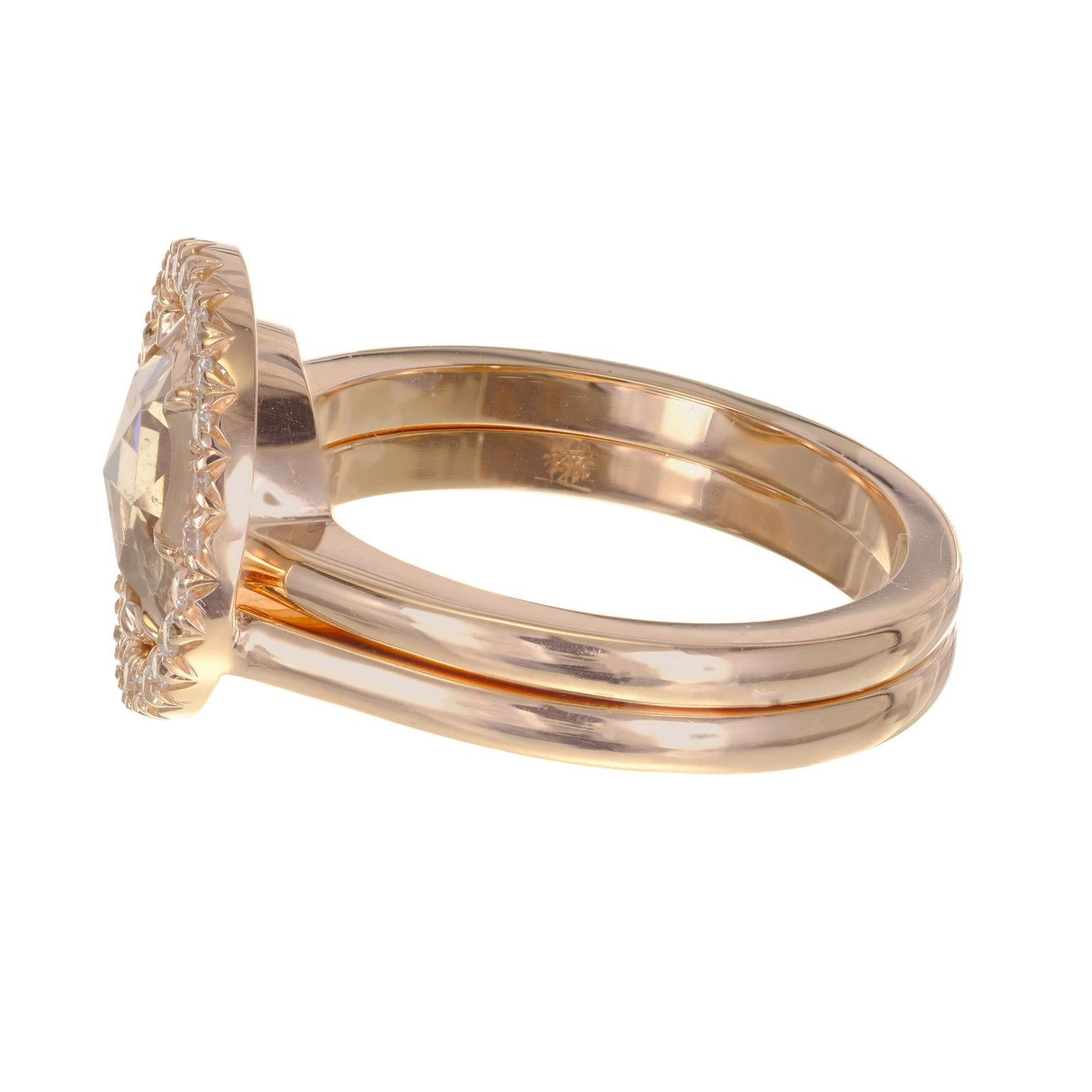 Peter Suchy GIA Certified 1.14 Carat Diamond Halo Rose Gold Engagement Ring In New Condition For Sale In Stamford, CT