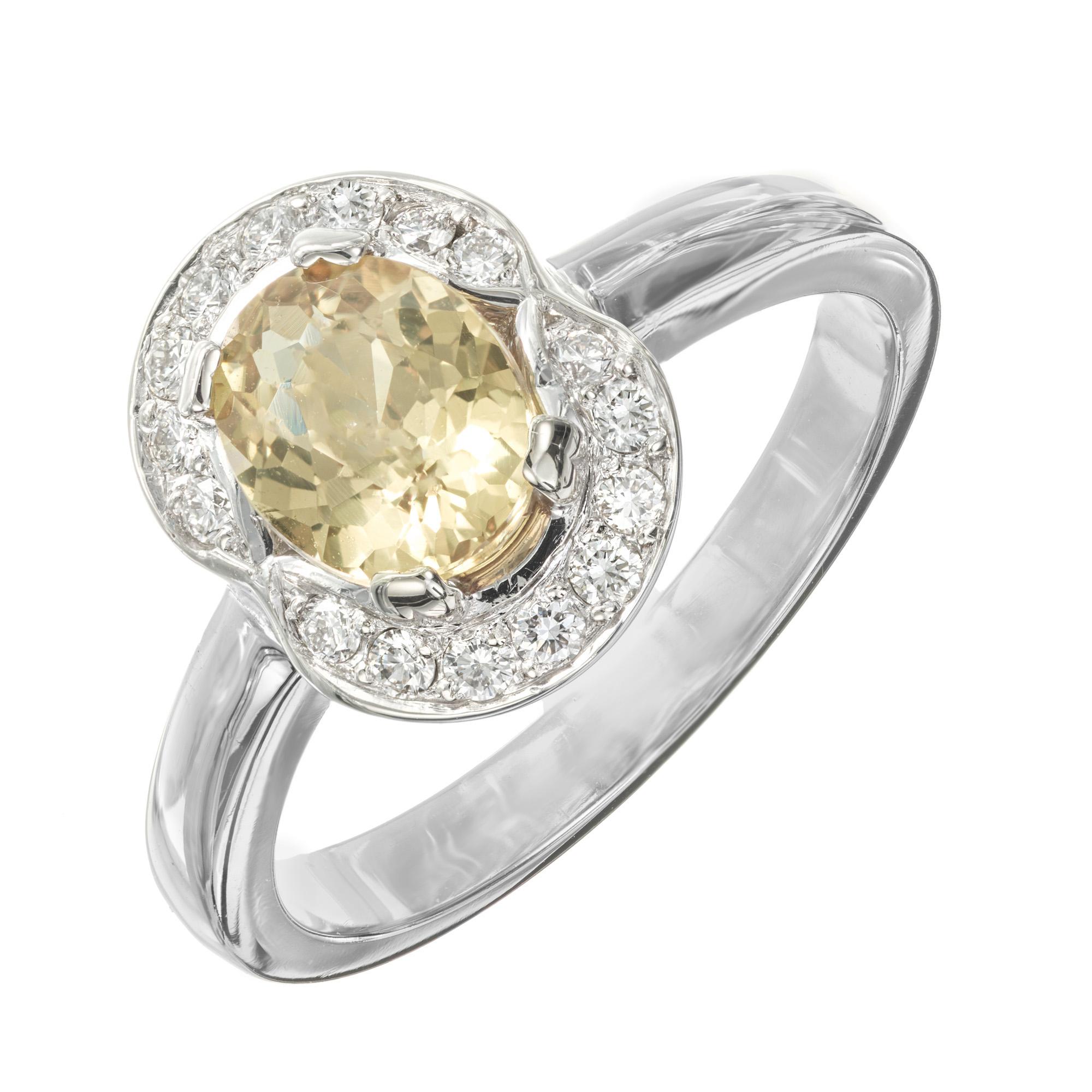 Peter Suchy GIA Certified 1.16 Carat Orange Sapphire Diamond White Gold Ring