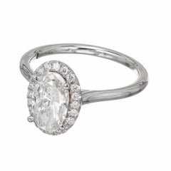 Peter Suchy GIA zertifiziert 1,17 Karat Oval Diamant Halo Platin Verlobungsring